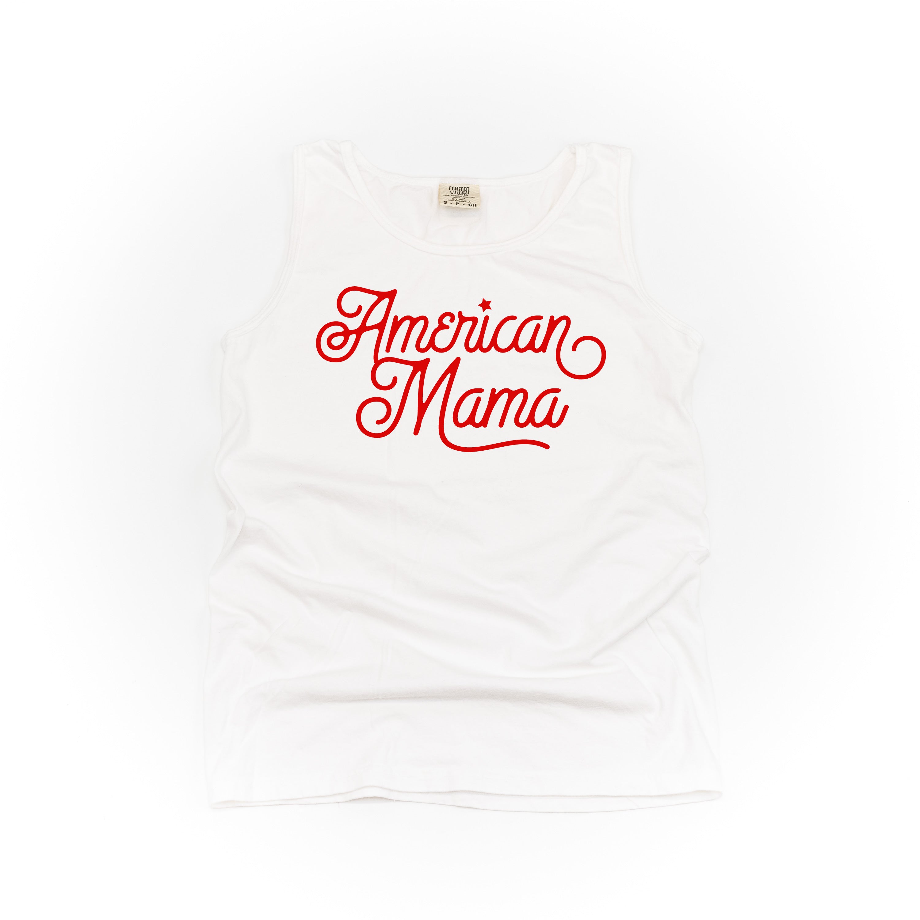 American Mama - Script - Comfort Colors TANK Little Mama Shirt Shop LLC