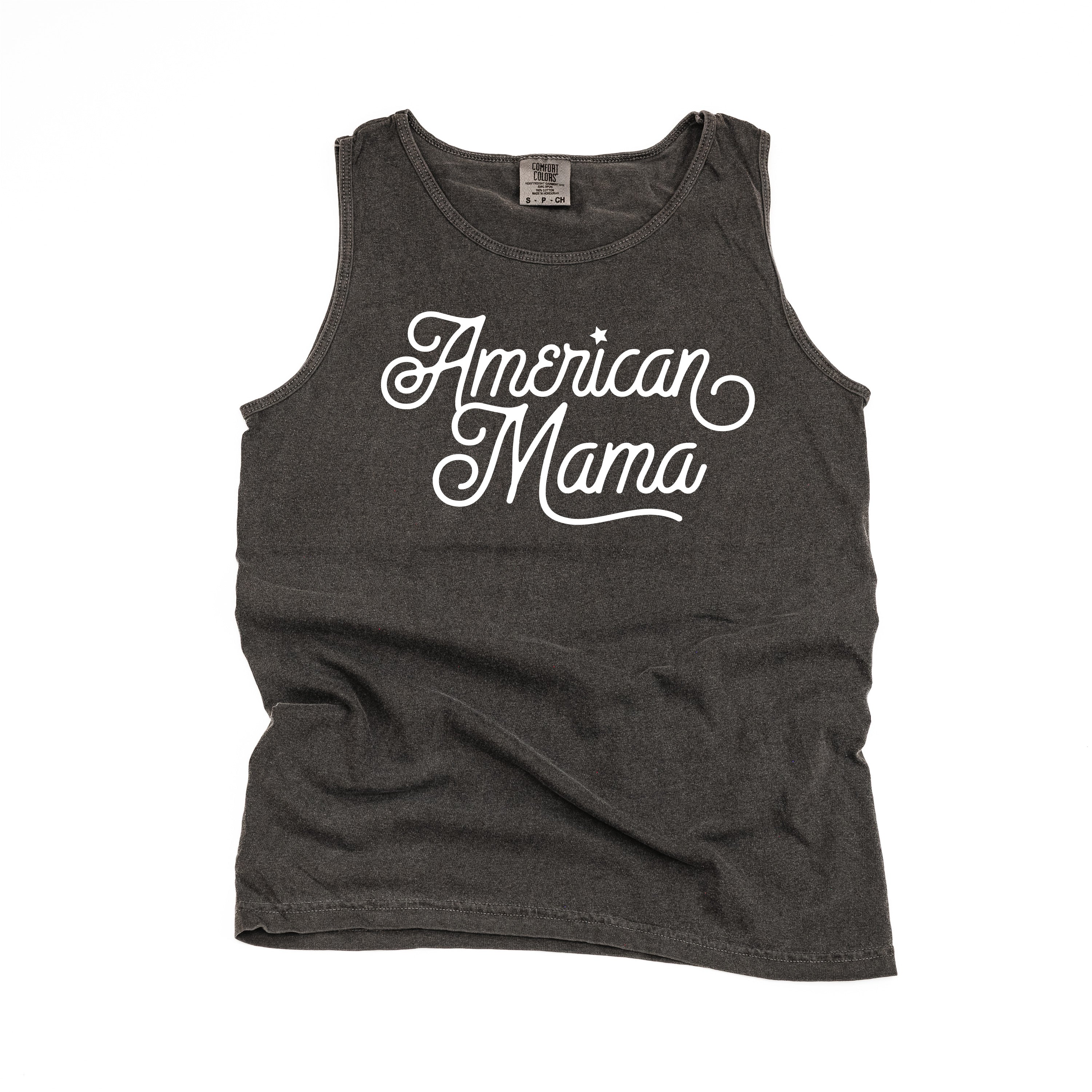 American Mama - Script - Comfort Colors TANK Little Mama Shirt Shop LLC