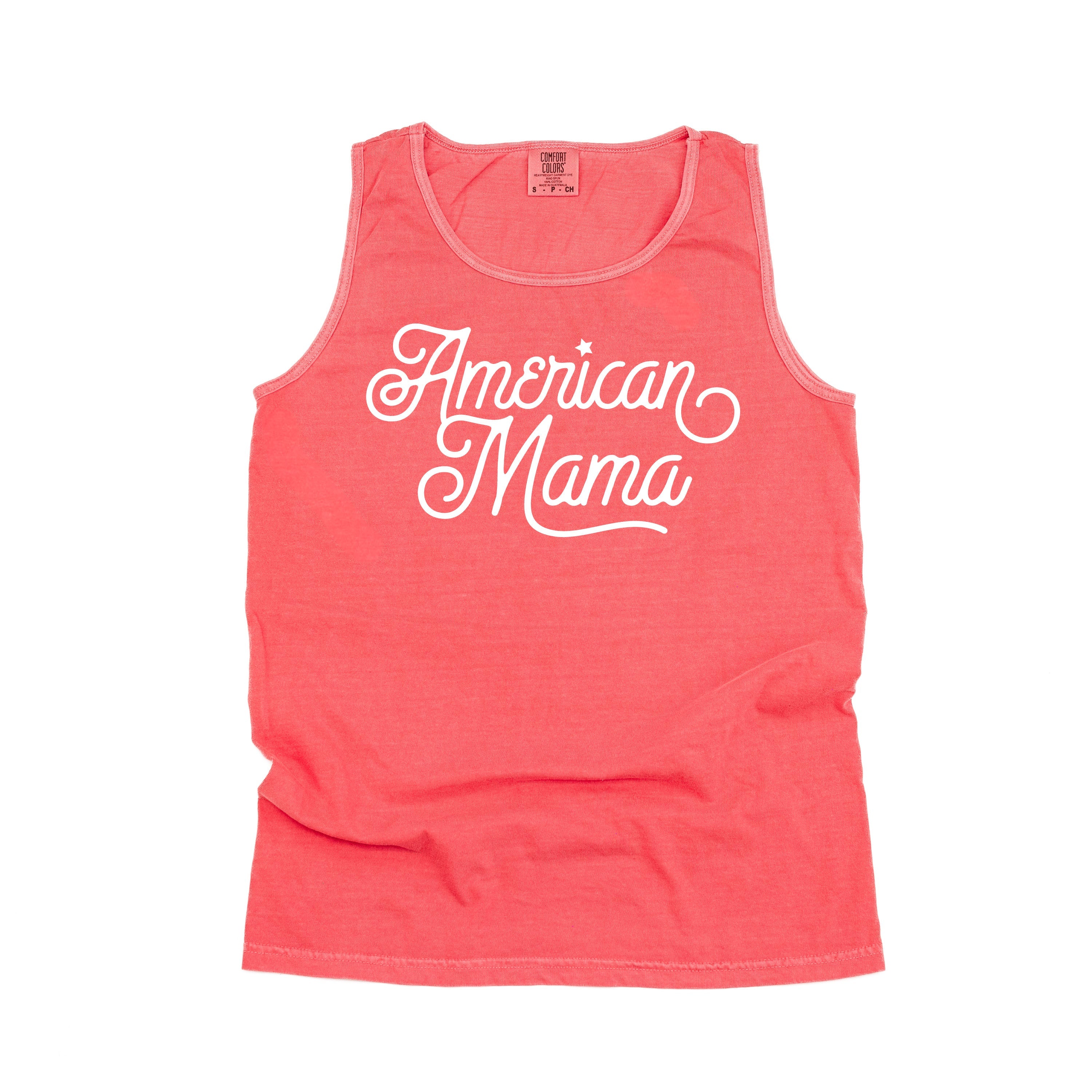 American Mama - Script - Comfort Colors TANK Little Mama Shirt Shop LLC