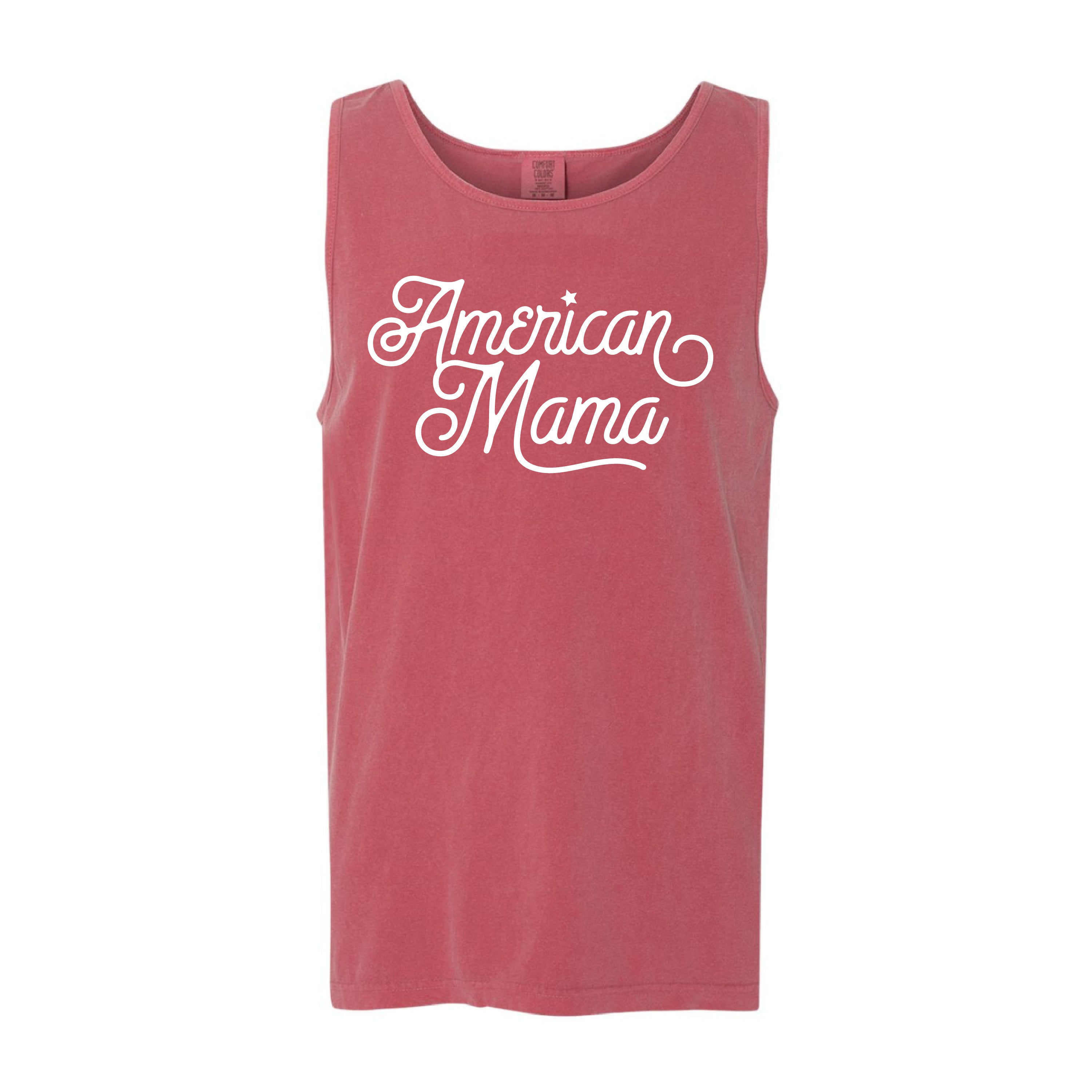 American Mama - Script - Comfort Colors TANK Little Mama Shirt Shop LLC