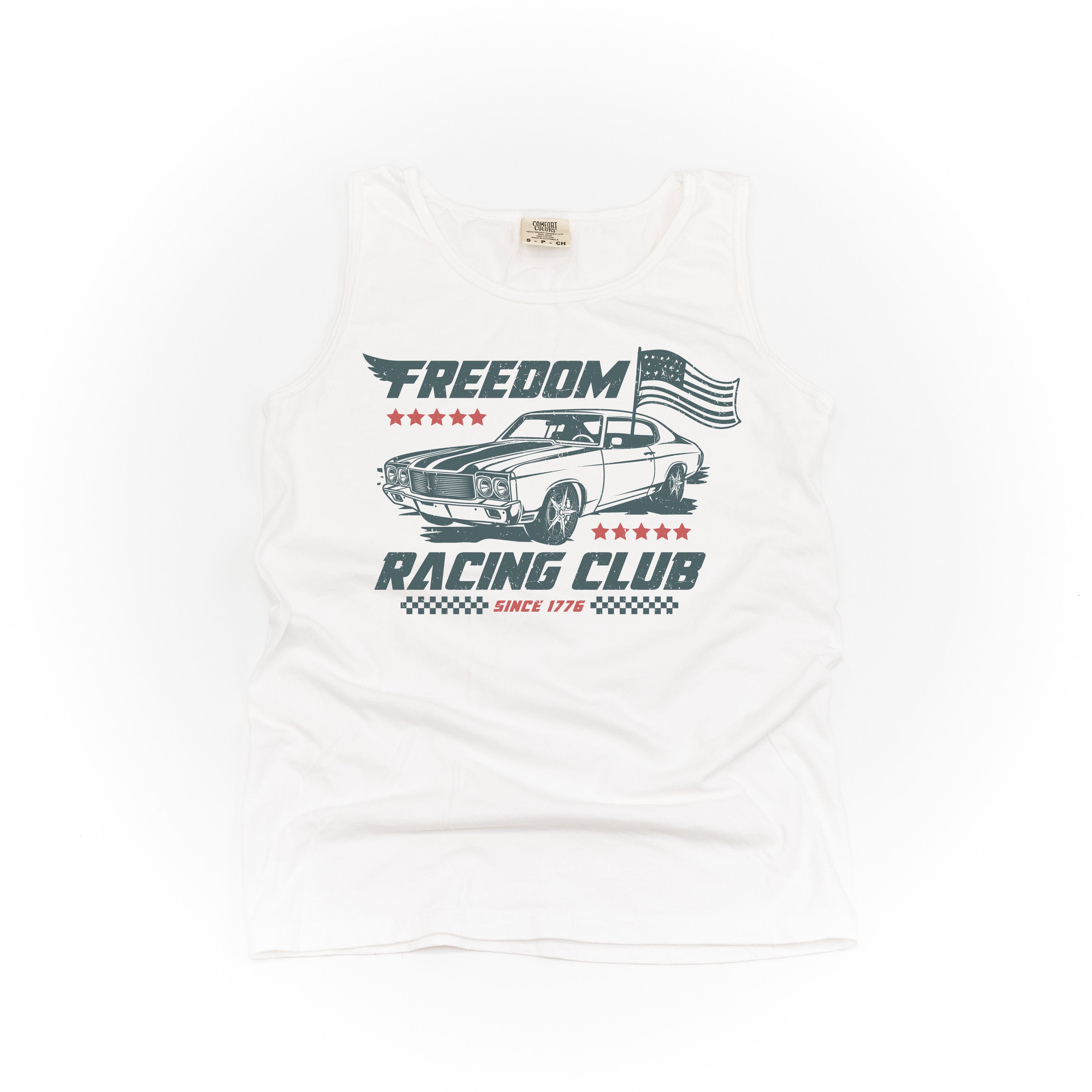 Freedom Racing Club - Comfort Colors TANK Little Mama Shirt Shop LLC