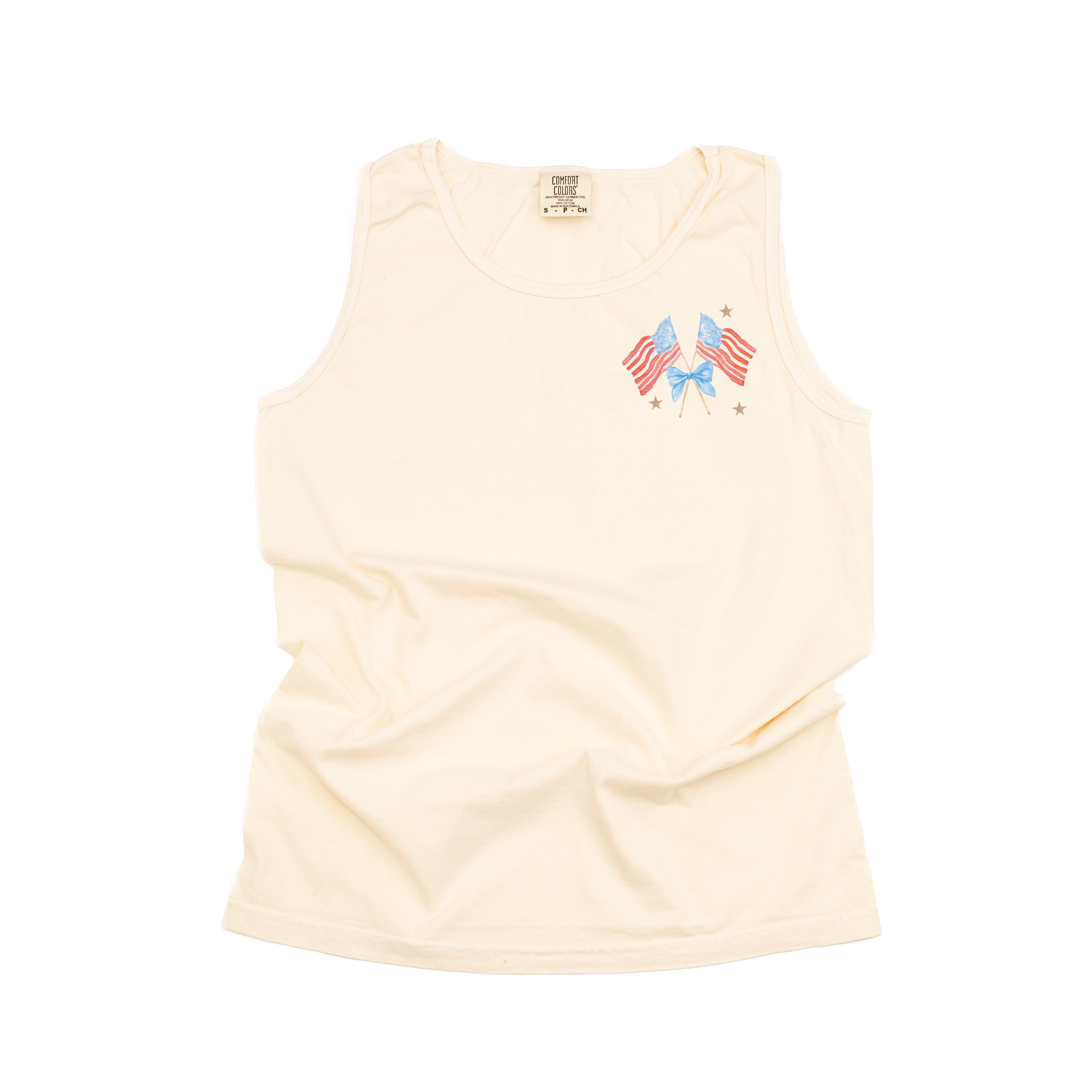 Watercolor Flags (pocket) - Comfort Colors TANK Little Mama Shirt Shop LLC