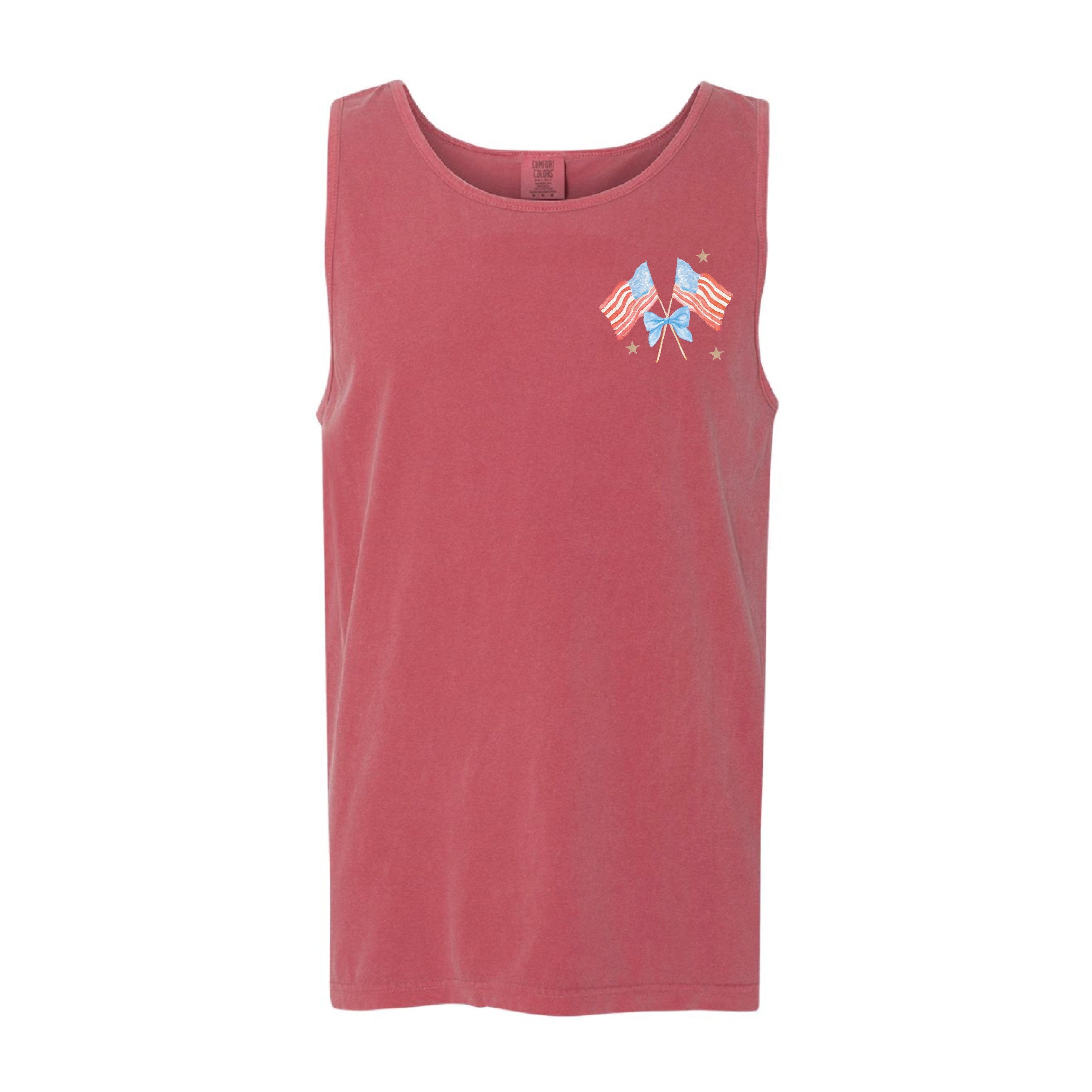 Watercolor Flags (pocket) - Comfort Colors TANK Little Mama Shirt Shop LLC