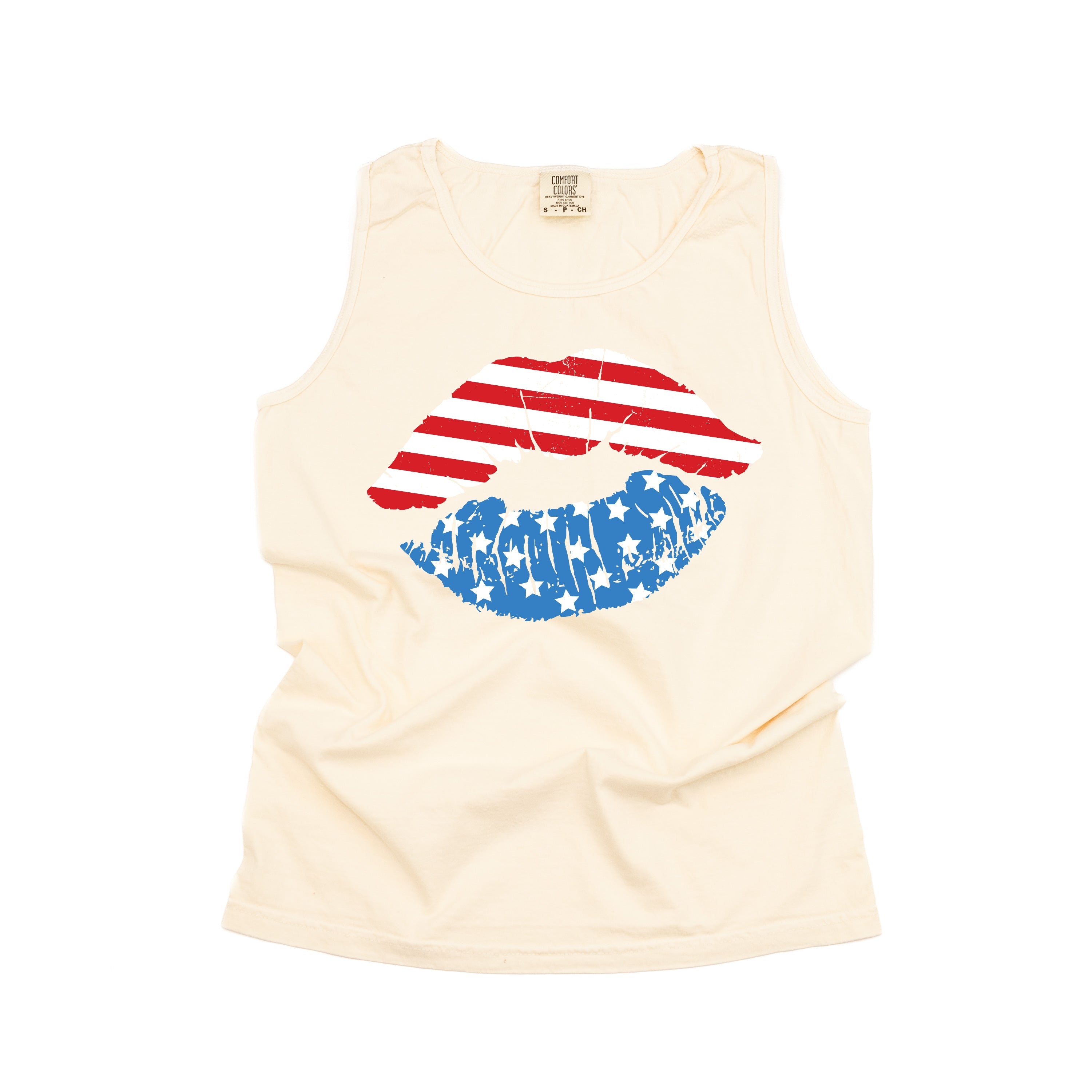 Patriotic Lips - Comfort Colors TANK Little Mama Shirt Shop LLC