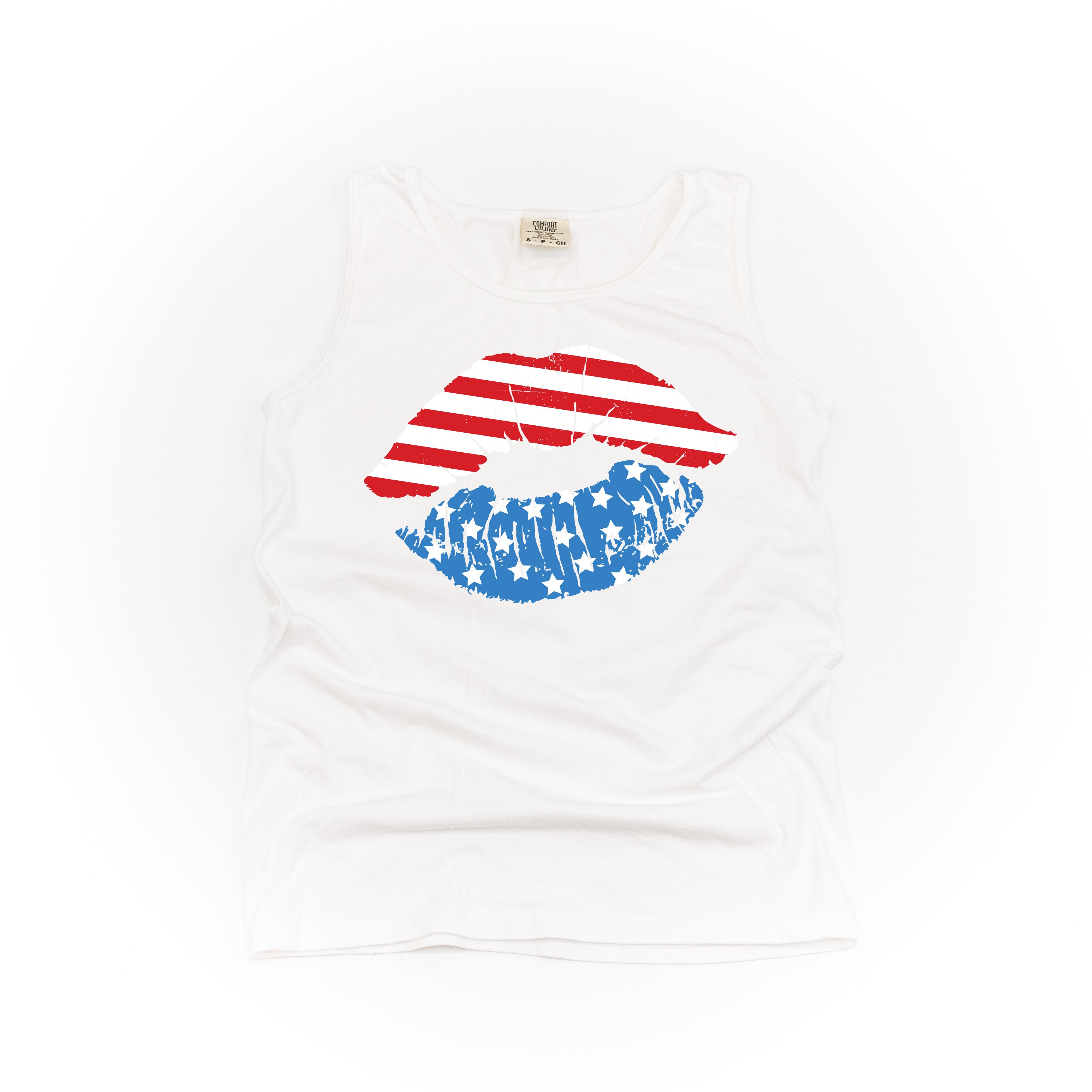 Patriotic Lips - Comfort Colors TANK Little Mama Shirt Shop LLC