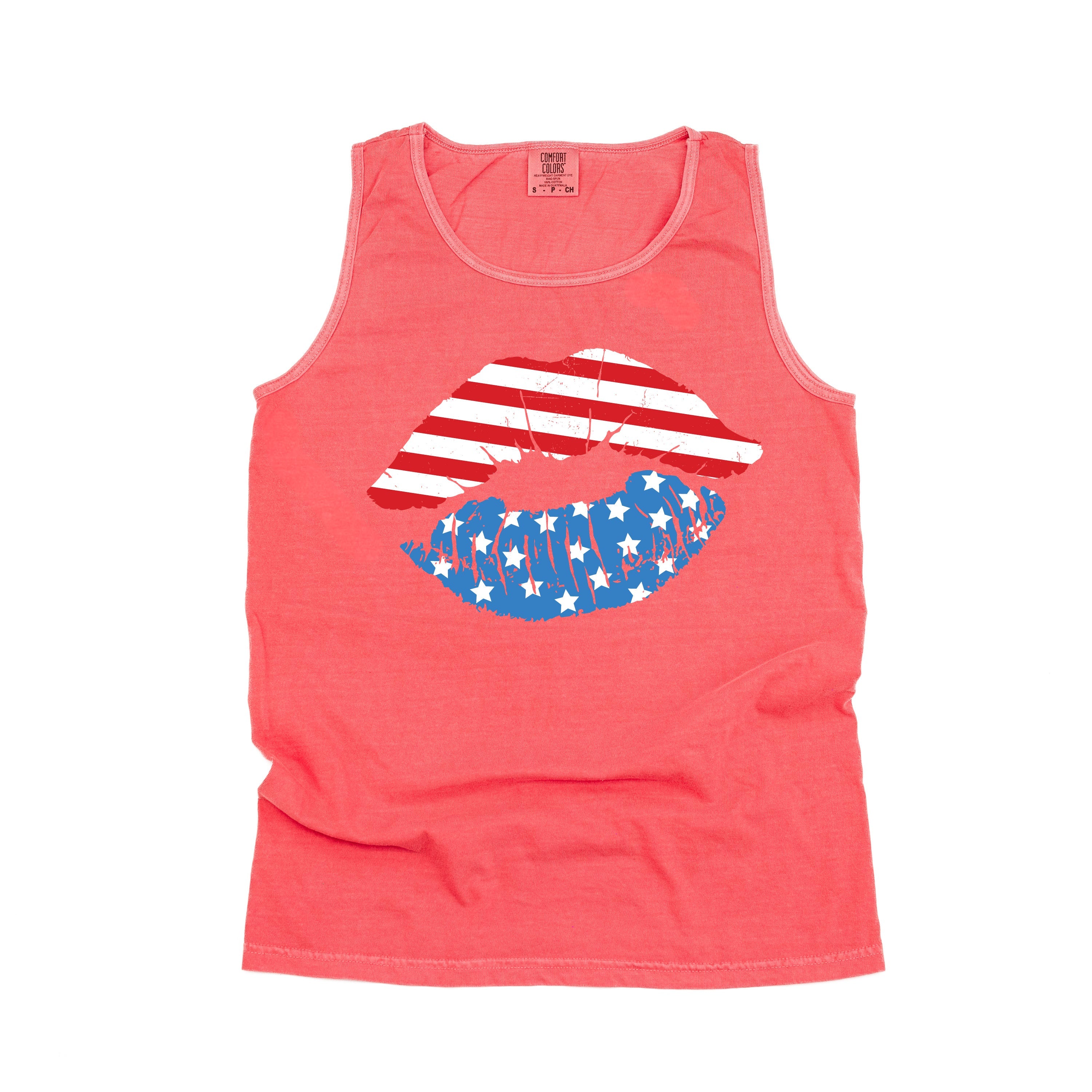 Patriotic Lips - Comfort Colors TANK Little Mama Shirt Shop LLC