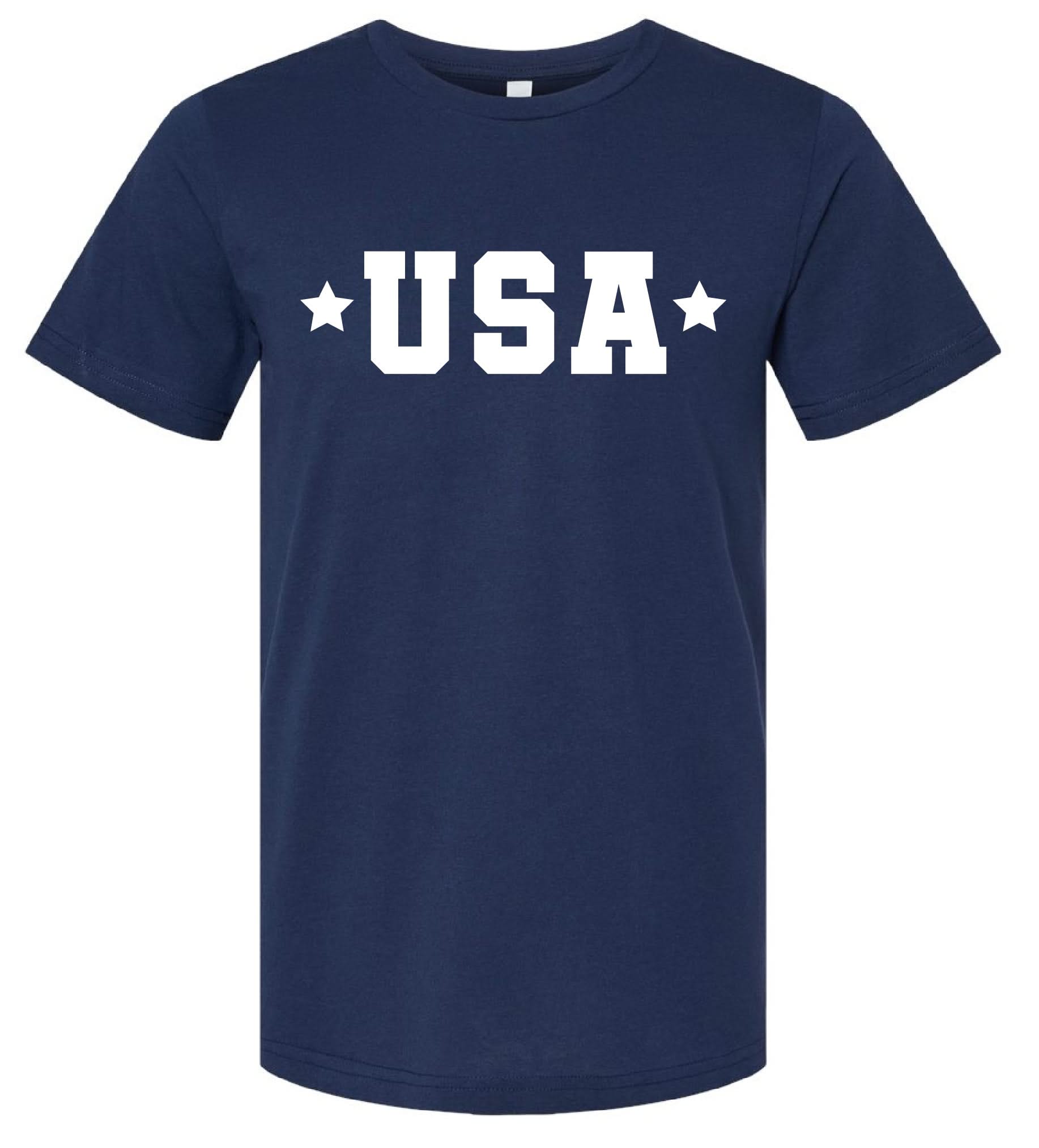 USA (Block Font - Two Stars) - Unisex Tee Little Mama Shirt Shop