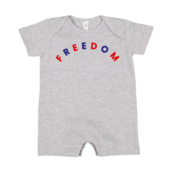 FREEDOM - Red+Blue Arched - Short Sleeve / Shorts - One Piece Baby Romper