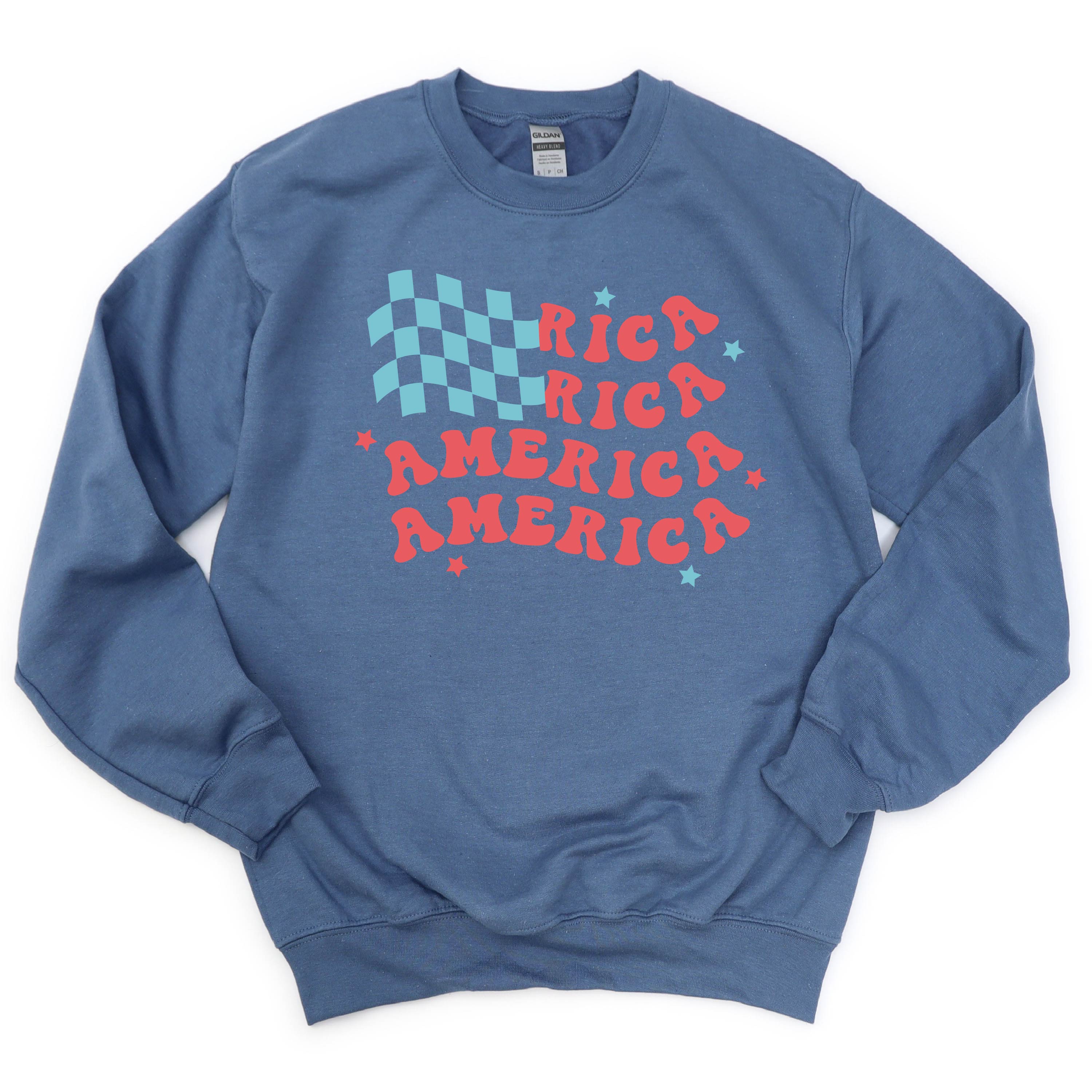 America Checkers Flag - BASIC Fleece Little Mama Shirt Shop LLC