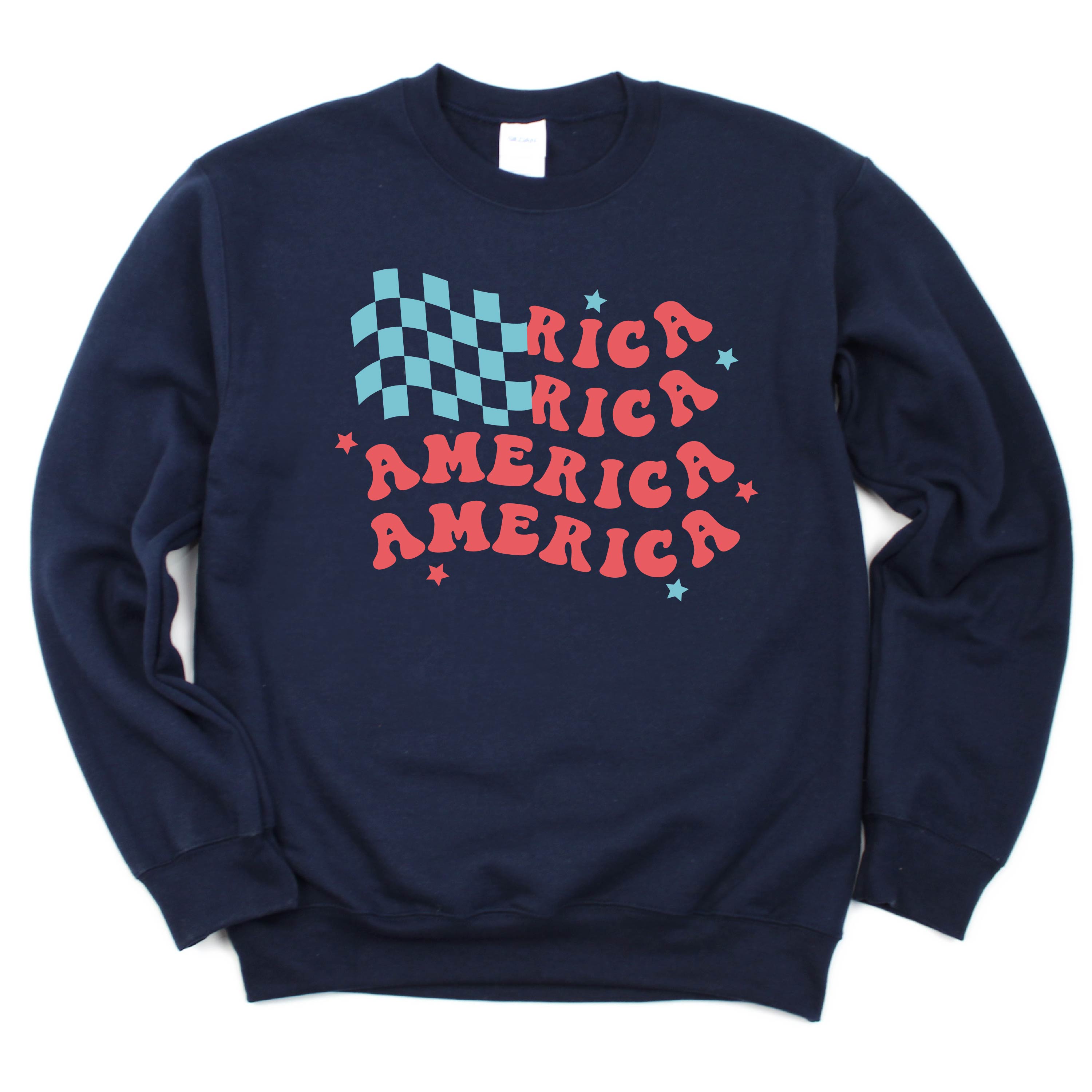 America Checkers Flag - BASIC Fleece Little Mama Shirt Shop LLC