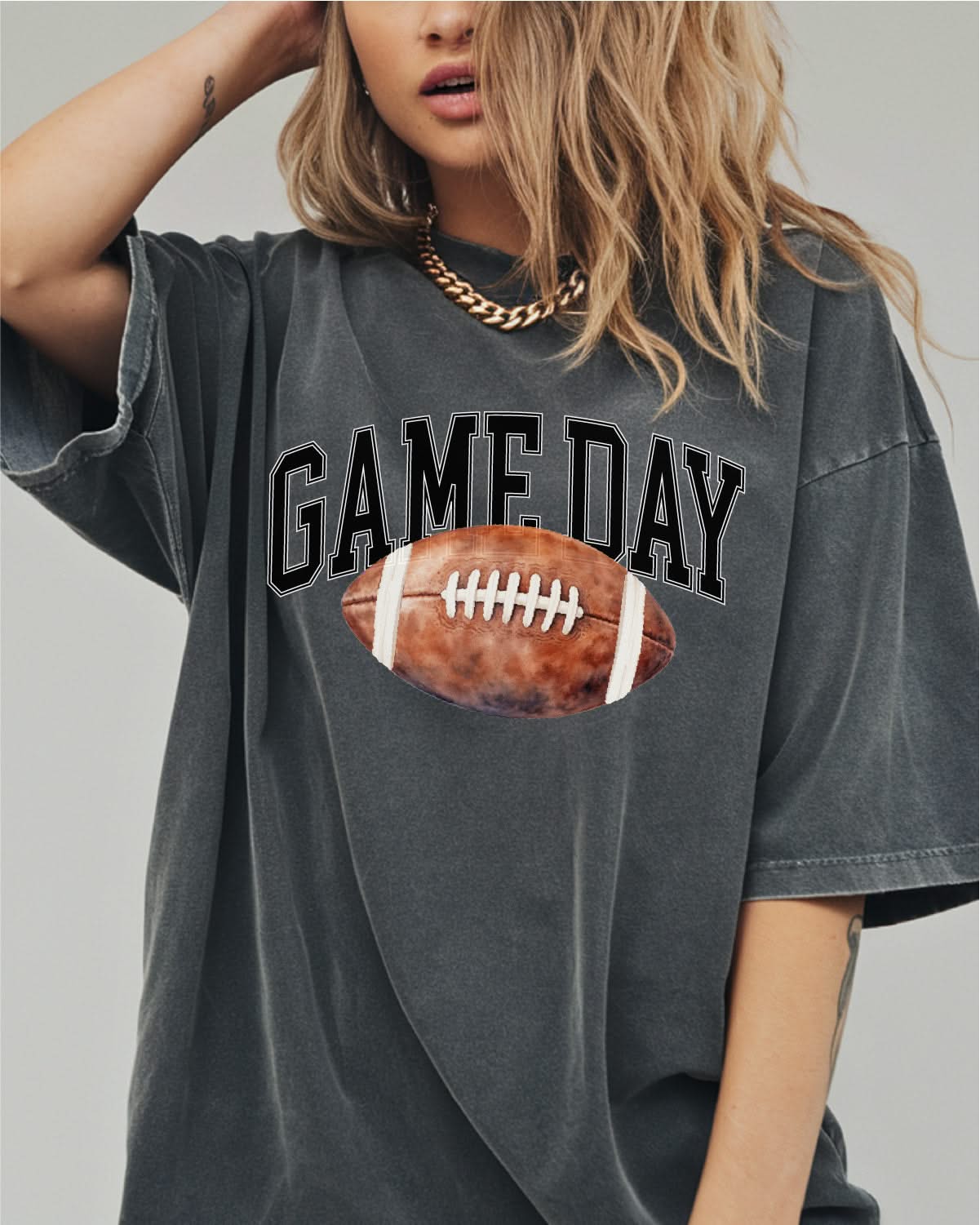 Watercolor Football - Game Day - Comfort Colors Tee Little Mama Shirt Shop
