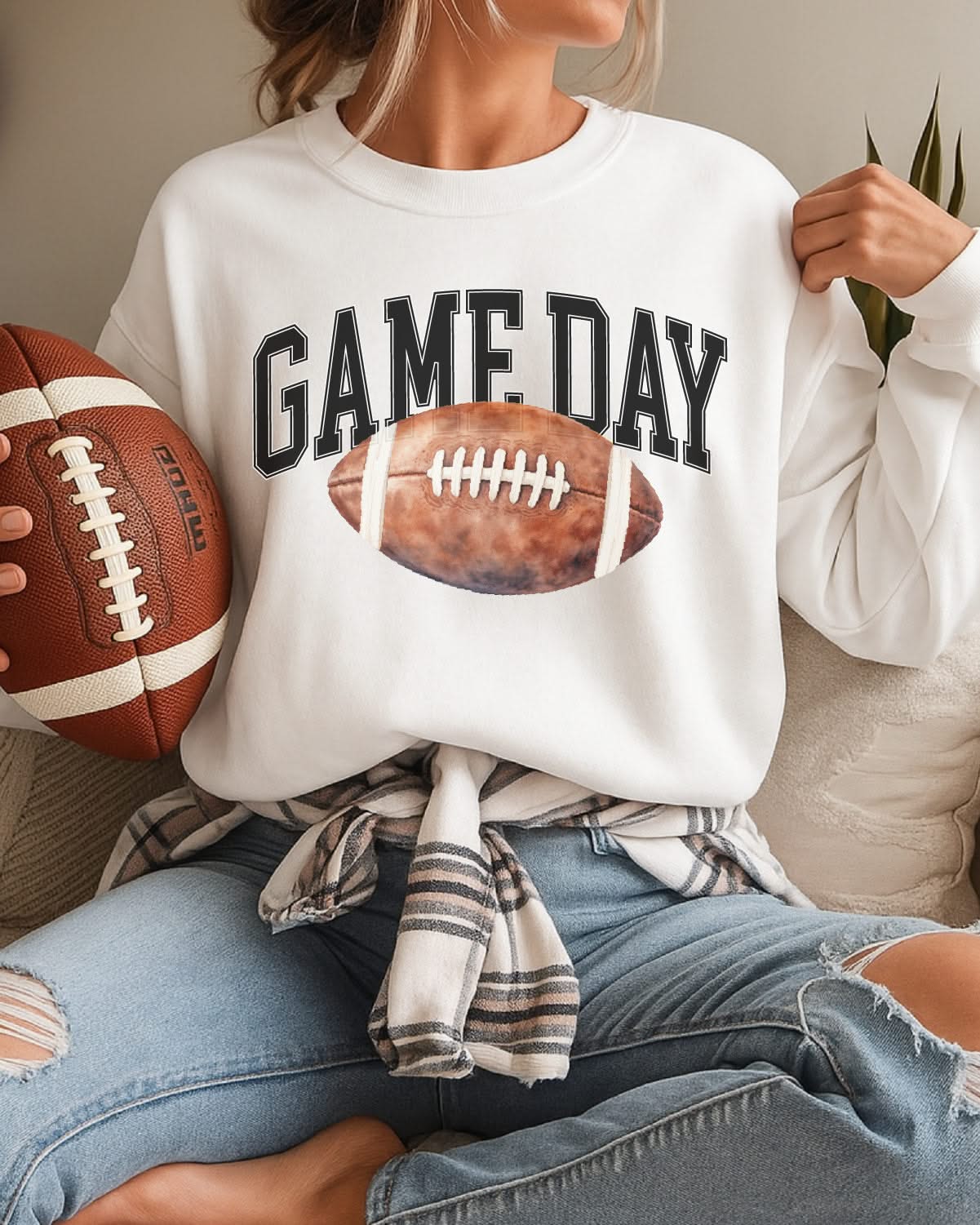 Watercolor Football - Game Day - BASIC Fleece Little Mama Shirt Shop LLC