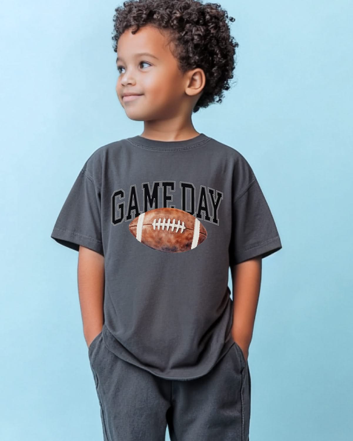 Watercolor Football Game Day - YOUTH Comfort Colors Tee Little Mama Shirt Shop