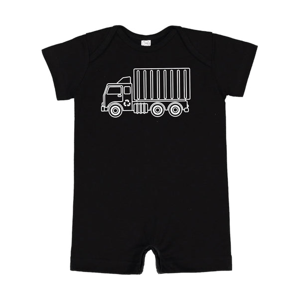 GARBAGE TRUCK - Minimalist Design - Short Sleeve / Shorts - One Piece Baby Romper