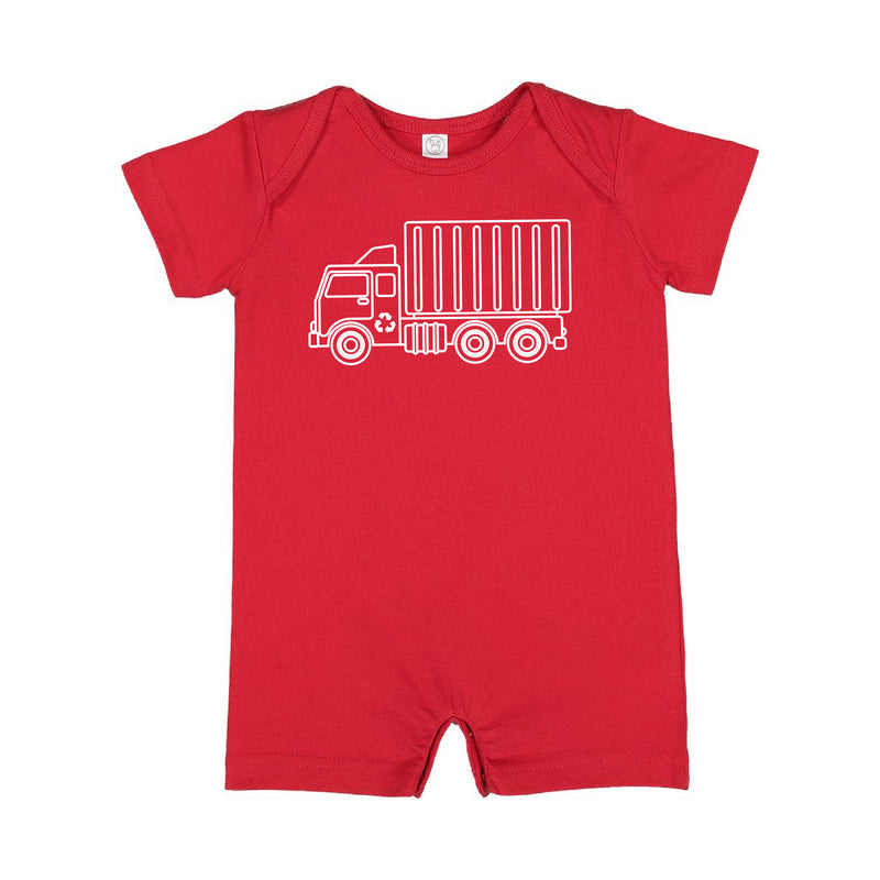 GARBAGE TRUCK - Minimalist Design - Short Sleeve / Shorts - One Piece Baby Romper