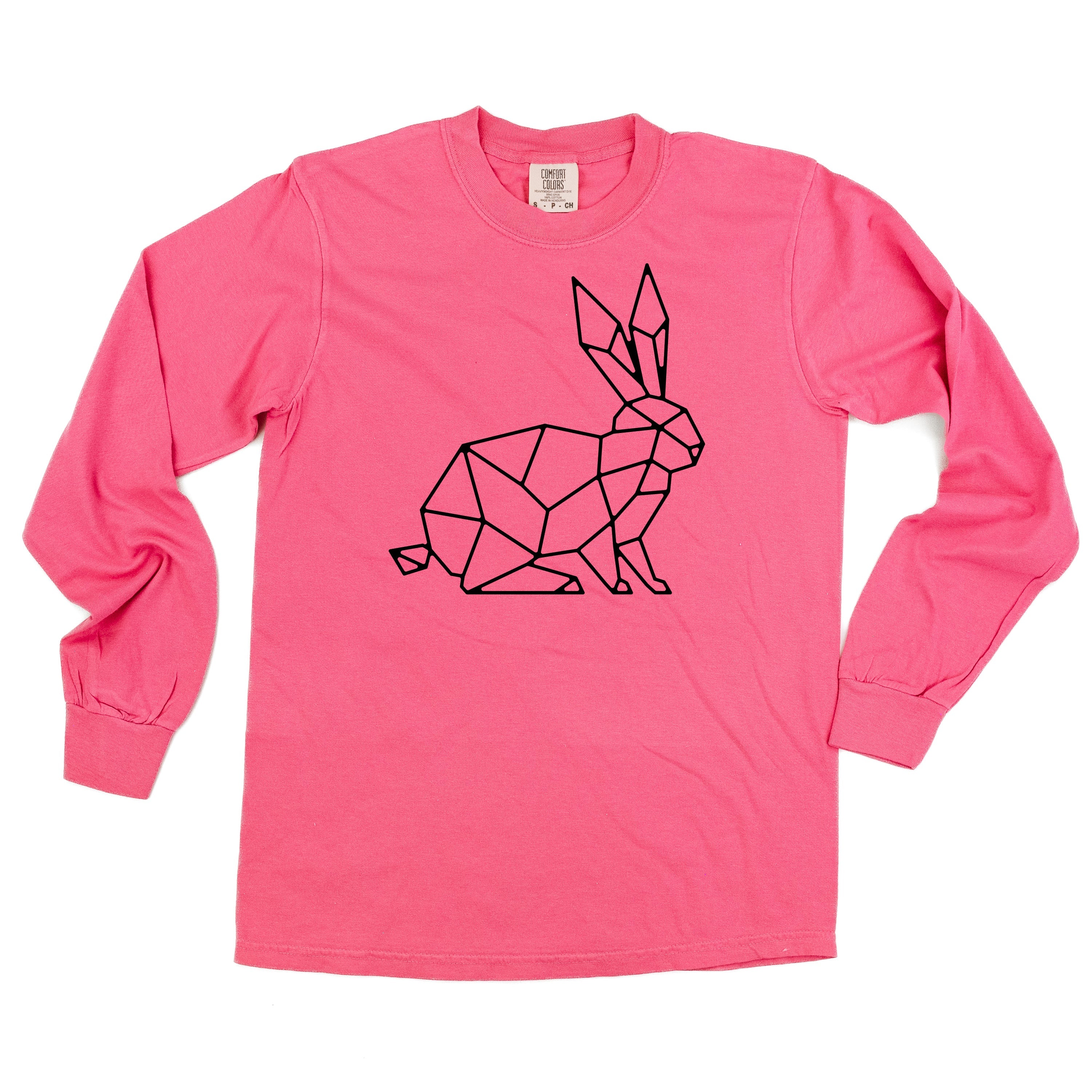 Geometric Bunny - LONG SLEEVE Comfort Colors Tee Little Mama Shirt Shop