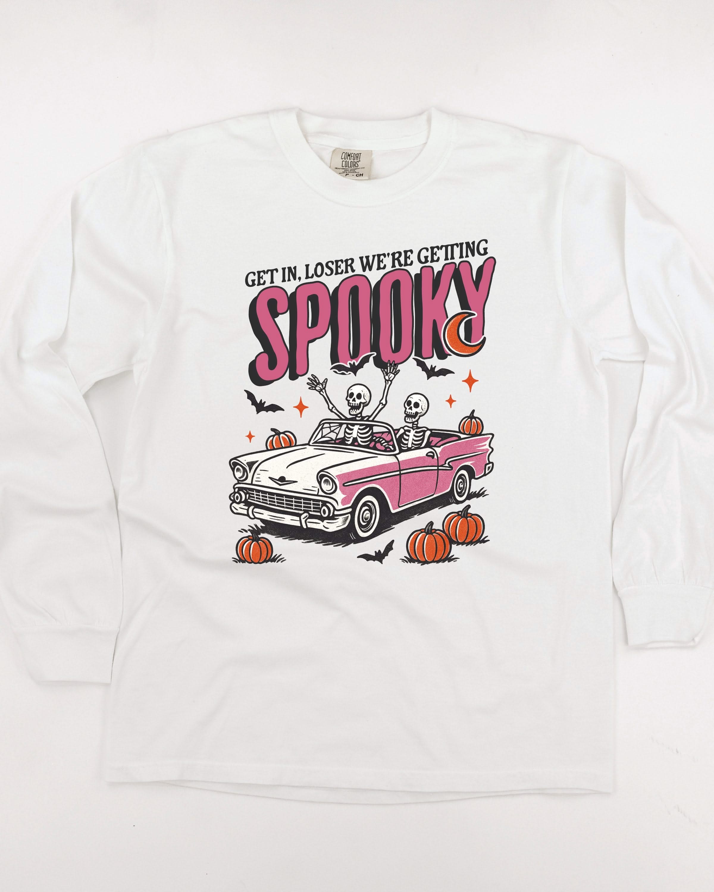 Get in Loser We're Getting Spooky - Long Sleeve Comfort Colors Tee Little Mama Shirt Shop