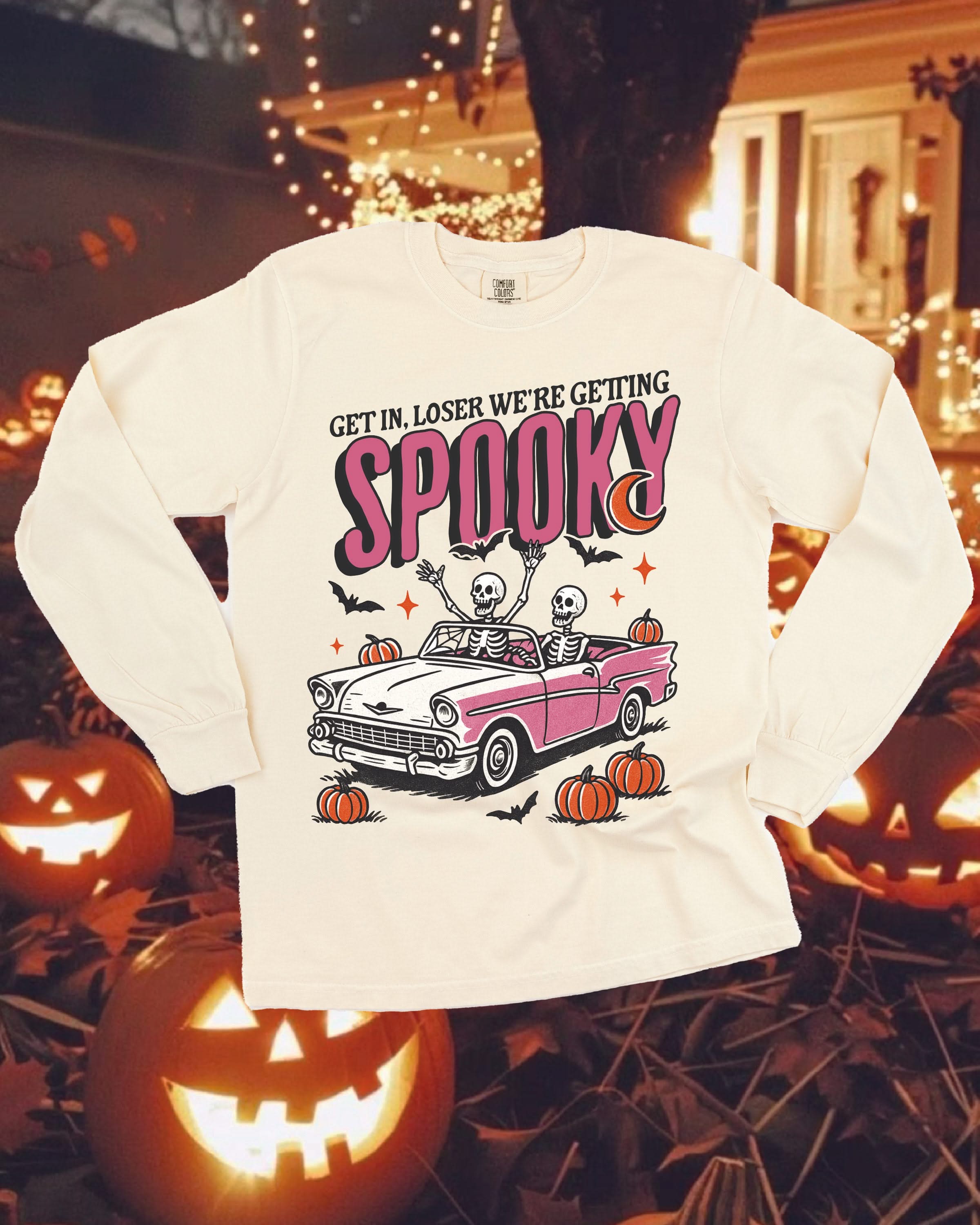 Get in Loser We're Getting Spooky - Long Sleeve Comfort Colors Tee Little Mama Shirt Shop