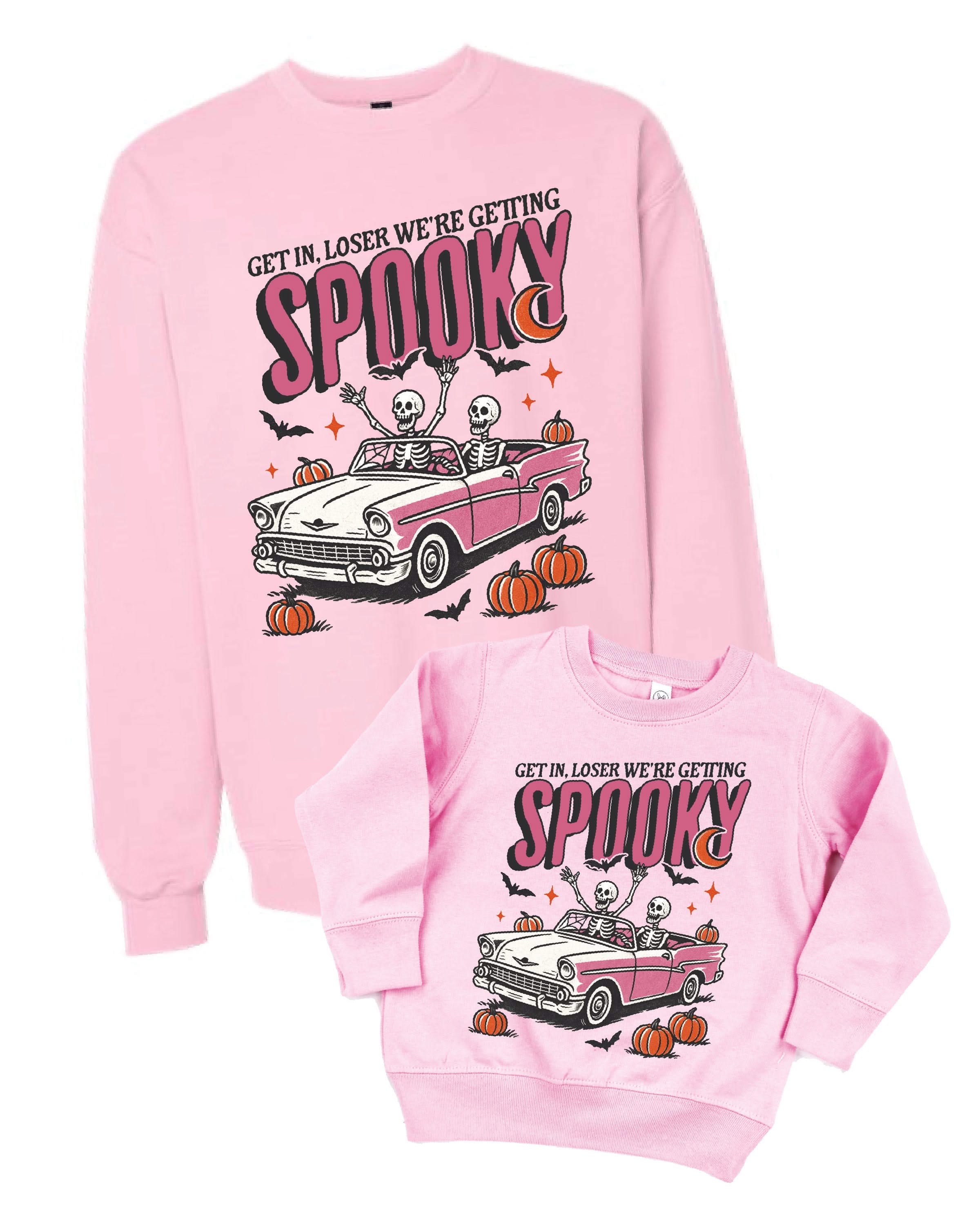 Get in Loser We’re Getting Spooky - Set of 2 Basic Fleece Sweaters Little Mama Shirt Shop