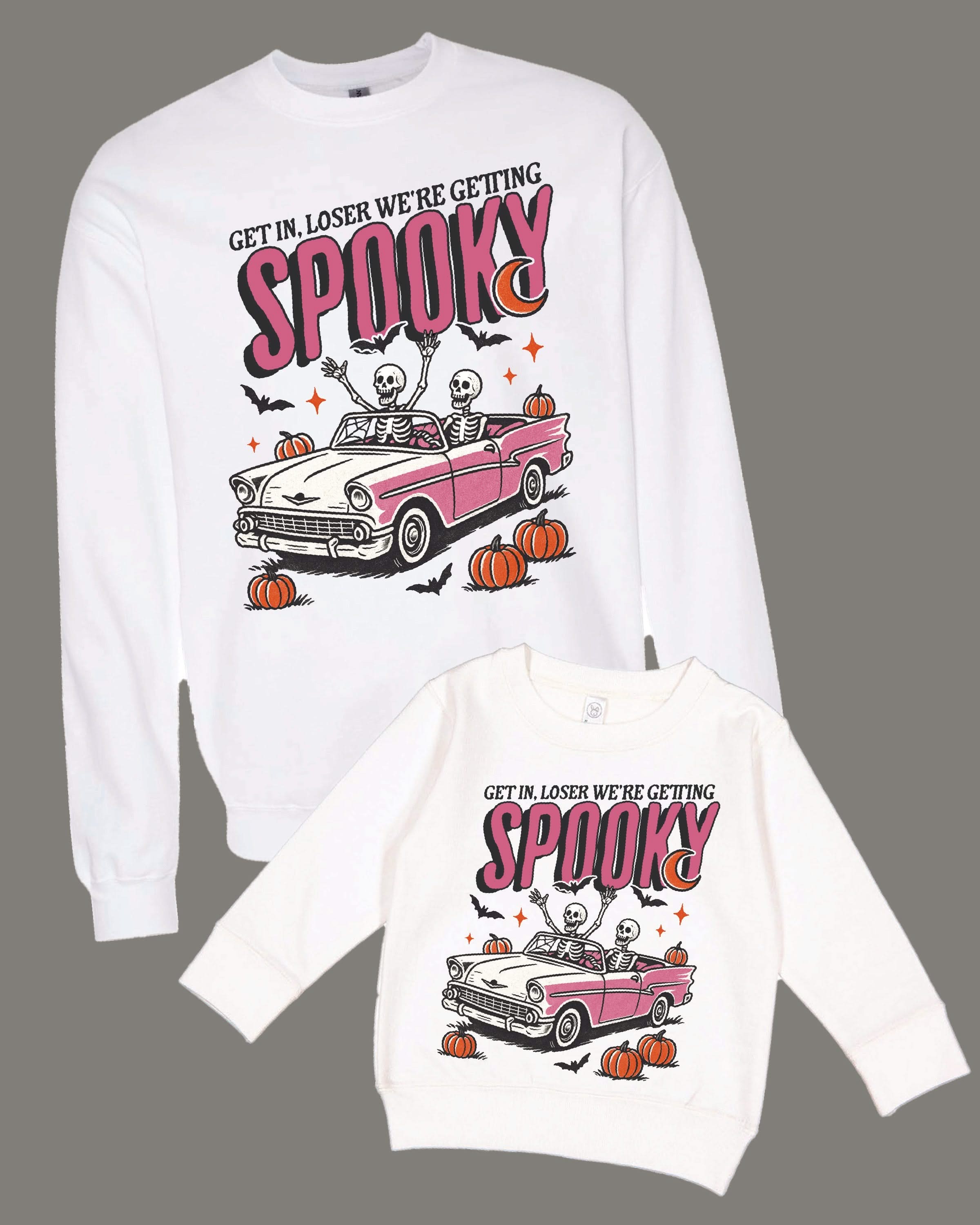 Get in Loser We’re Getting Spooky - Set of 2 Basic Fleece Sweaters Little Mama Shirt Shop