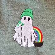 Embroidered Child Sweater - Ghost & Rainbow w/ Pot Of Gold Little Mama Shirt Shop