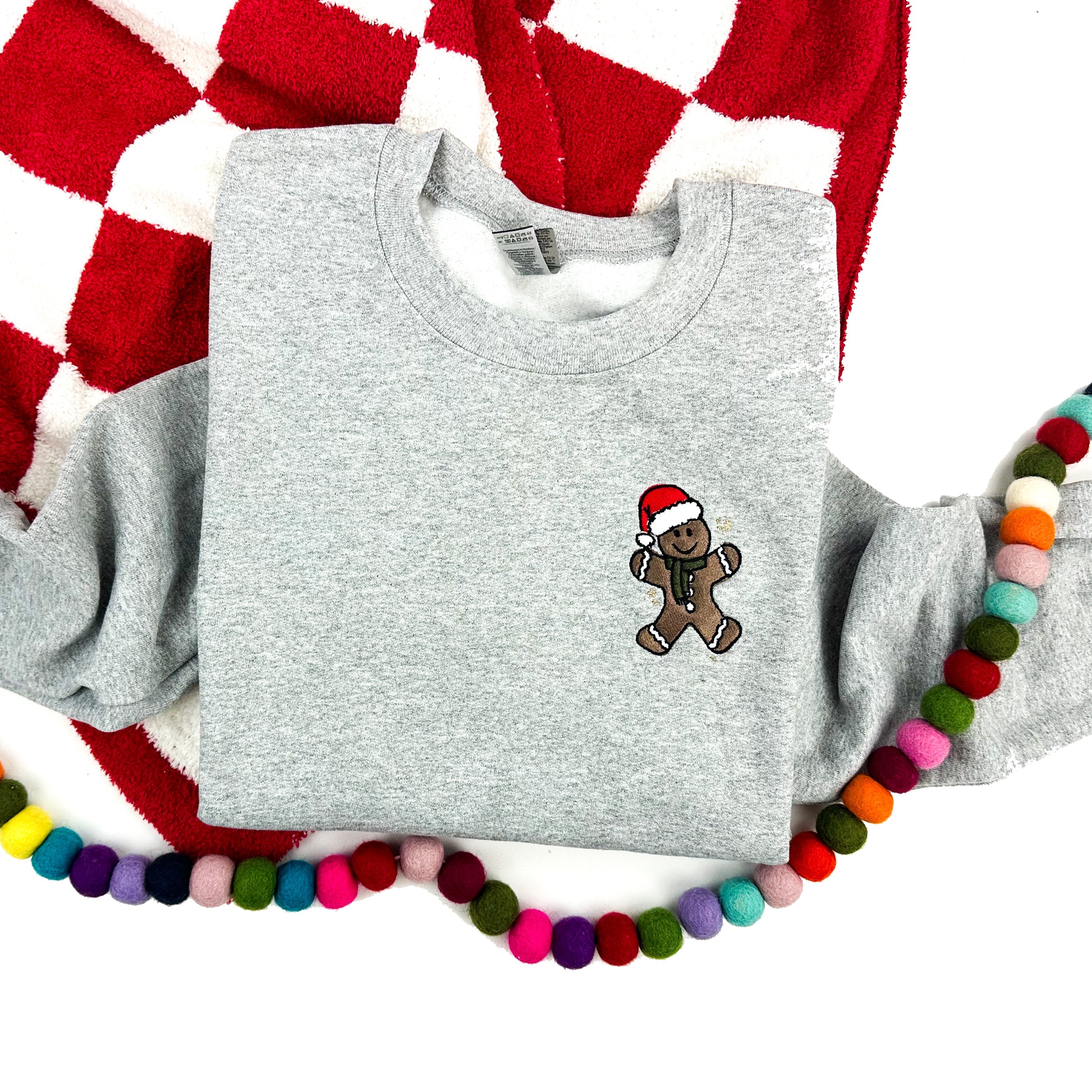 Embroidered BASIC Fleece - Gray - Gingerbread Man Little Mama Shirt Shop LLC