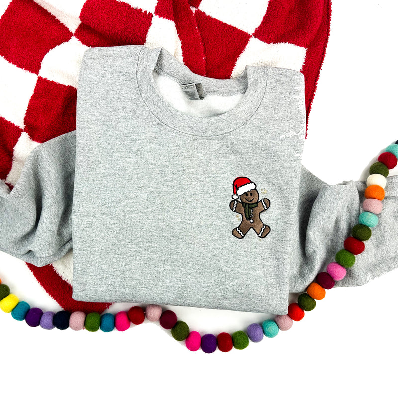 Embroidered BASIC Fleece - Gray - Gingerbread Man