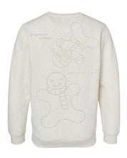 Child fleece in natural with printed ginger bread family pattern, shown on model – Little Mama Shirt Shop