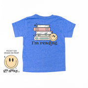 Go Away... Pocket Design on Front w/ I’m Reading. Full Design on Back - Child Tee Little Mama Shirt Shop