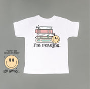 Go Away... Pocket Design on Front w/ I’m Reading. Full Design on Back - Child Tee Little Mama Shirt Shop