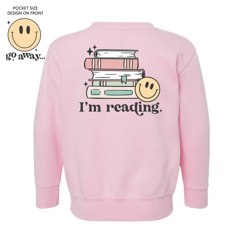 Go Away... Pocket Design on Front w/ I’m Reading. Full Design on Back - Child Sweater