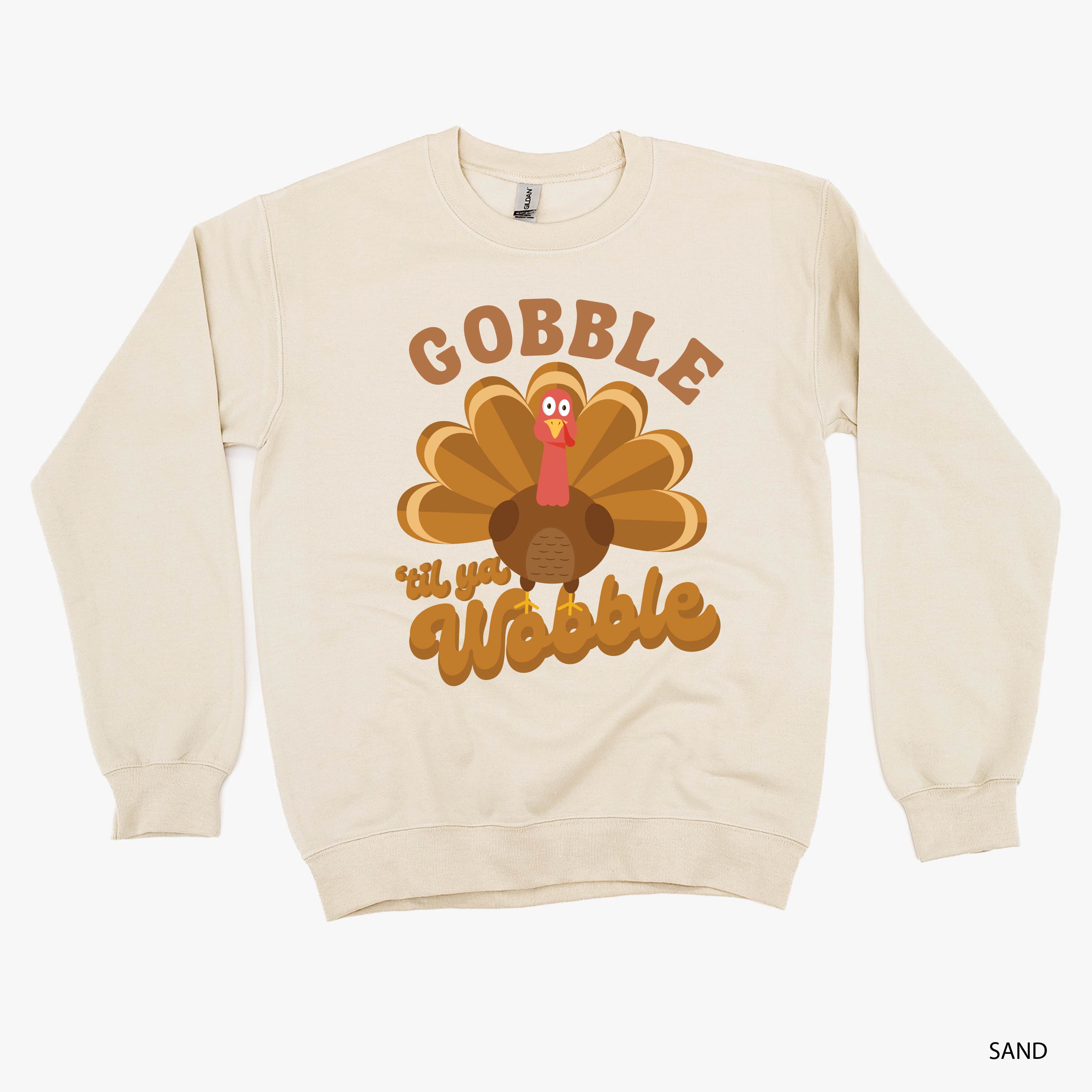 Gobble 'Til Ya Wobble - Basic Fleece Crewneck Little Mama Shirt Shop LLC