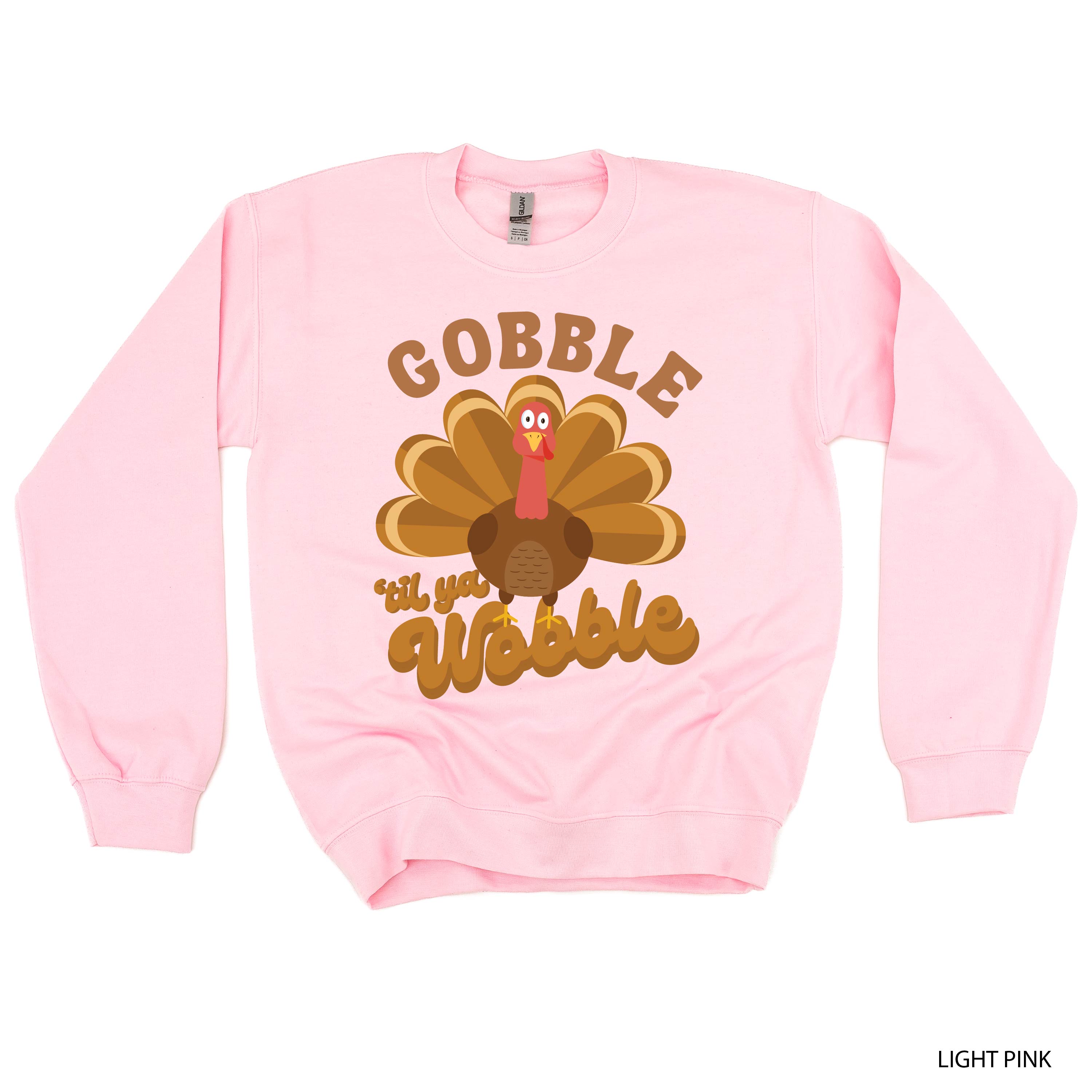 Gobble 'Til Ya Wobble - Basic Fleece Crewneck Little Mama Shirt Shop LLC