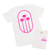 Good Vibes Mama & 3 Palm Trees (pf & b) - Comfort Colors Tee Little Mama Shirt Shop