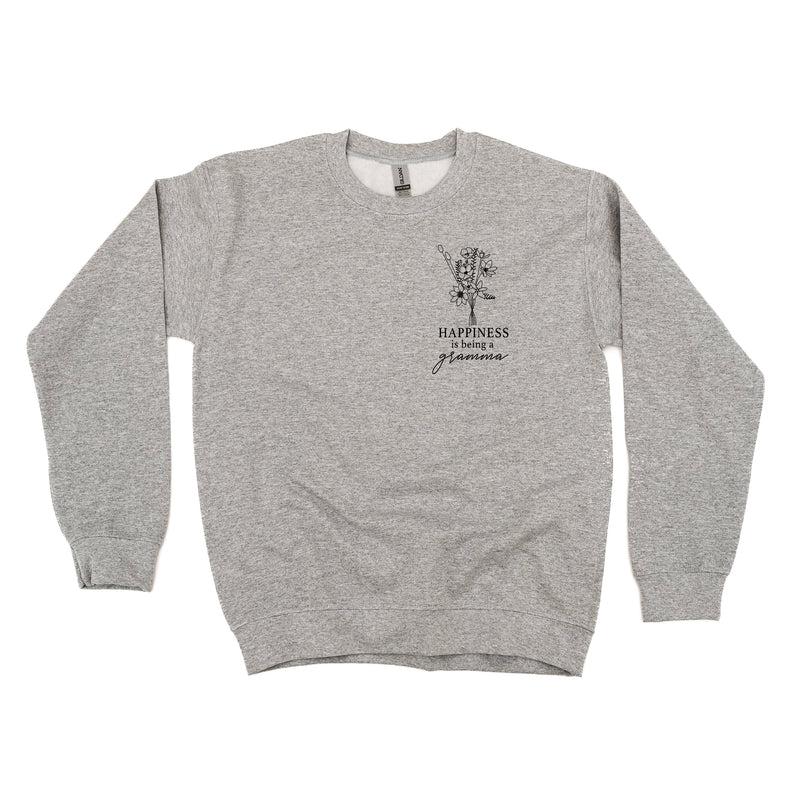 Bouquet Style - Happiness is Being a GRAMMA - BASIC FLEECE CREWNECK