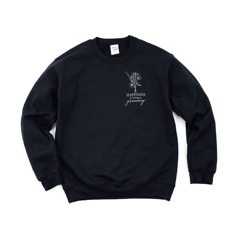 Bouquet Style - Happiness is Being a GRAMMY - BASIC FLEECE CREWNECK