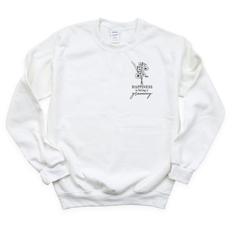 Bouquet Style - Happiness is Being a GRAMMY - BASIC FLEECE CREWNECK