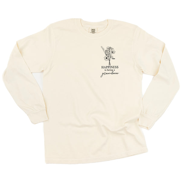 Bouquet Style - Happiness is Being a GRANDMA - LONG SLEEVE COMFORT COLORS TEE