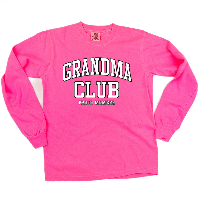 Varsity Style - GRANDMA Club - Proud Member - LONG SLEEVE COMFORT COLORS TEE