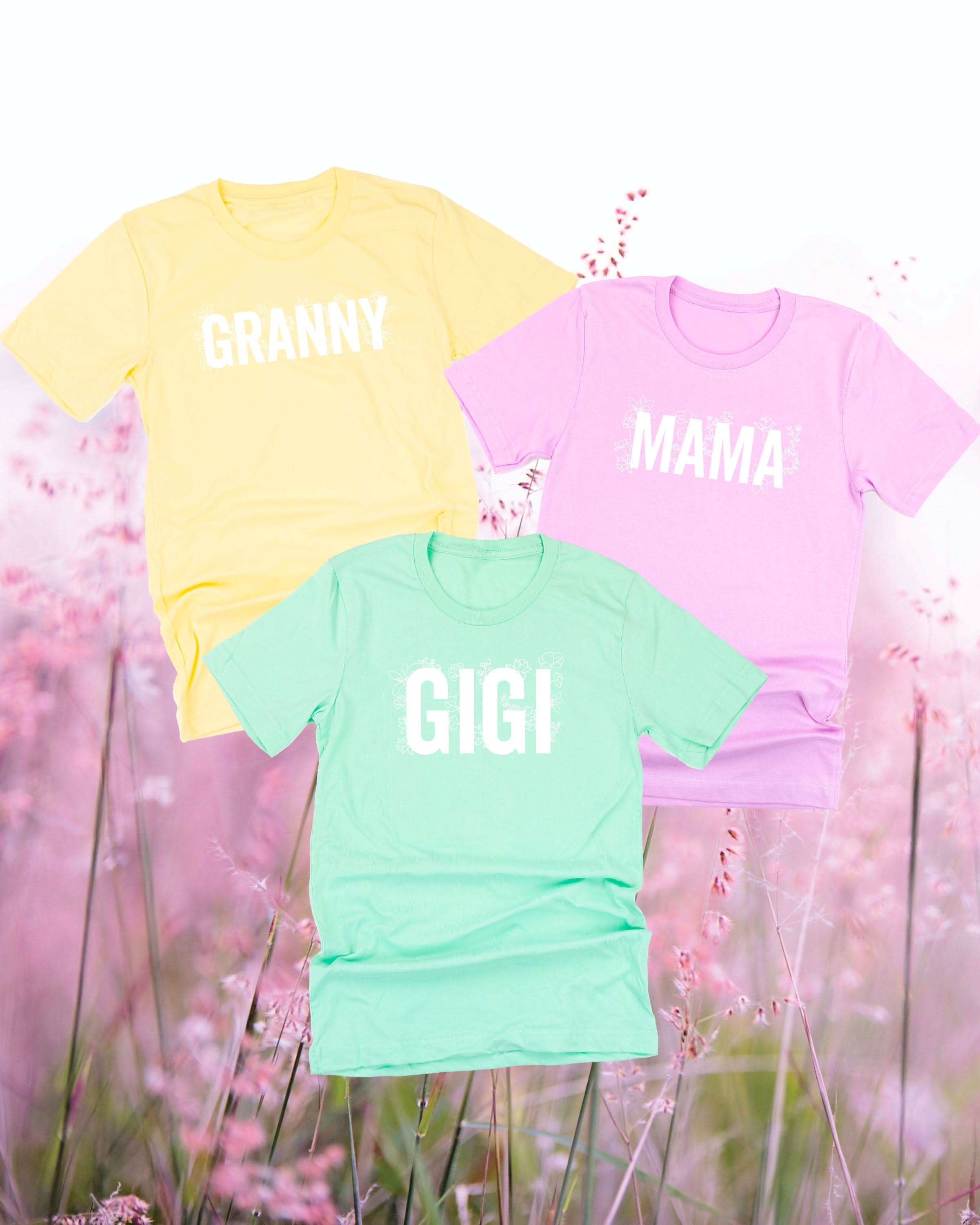 (Choose Your Grandma Name) - Floral Design - Unisex Tee Little Mama Shirt Shop