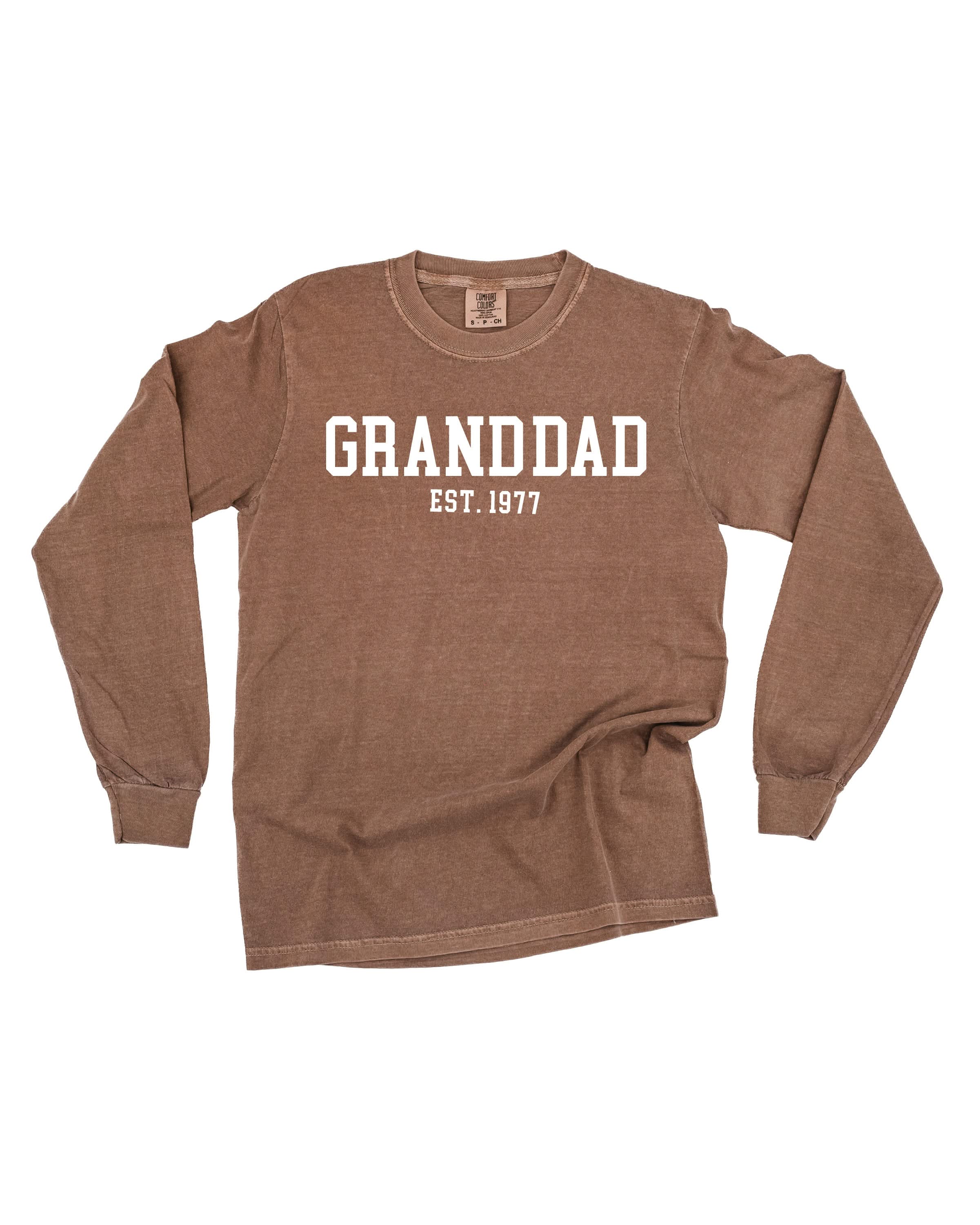 "(Choose Your Grandpa Name) - Est. (Select Your Year)" - Long Sleeve Comfort Colors Tee Little Mama Shirt Shop