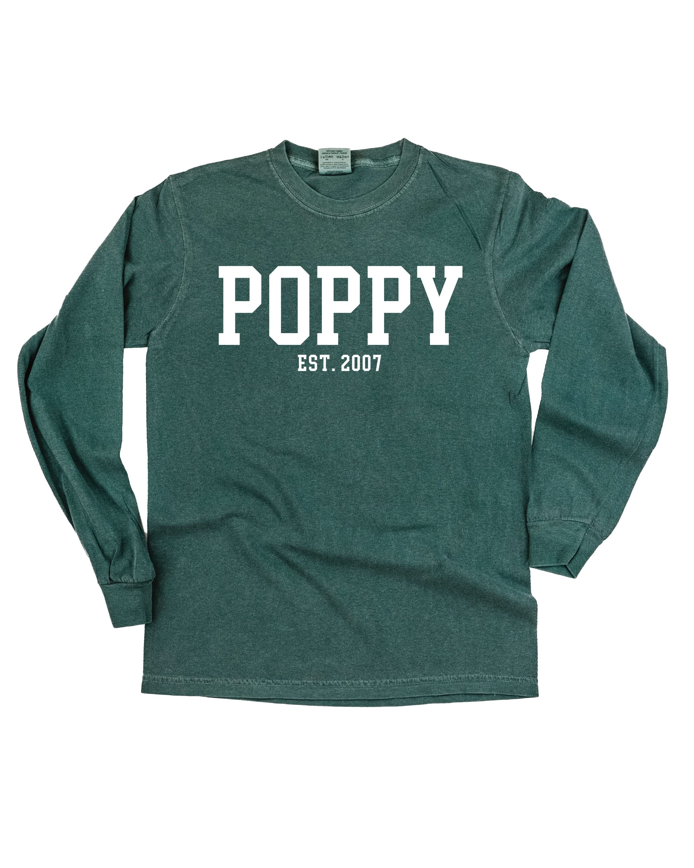 "(Choose Your Grandpa Name) - Est. (Select Your Year)" - Long Sleeve Comfort Colors Tee Little Mama Shirt Shop