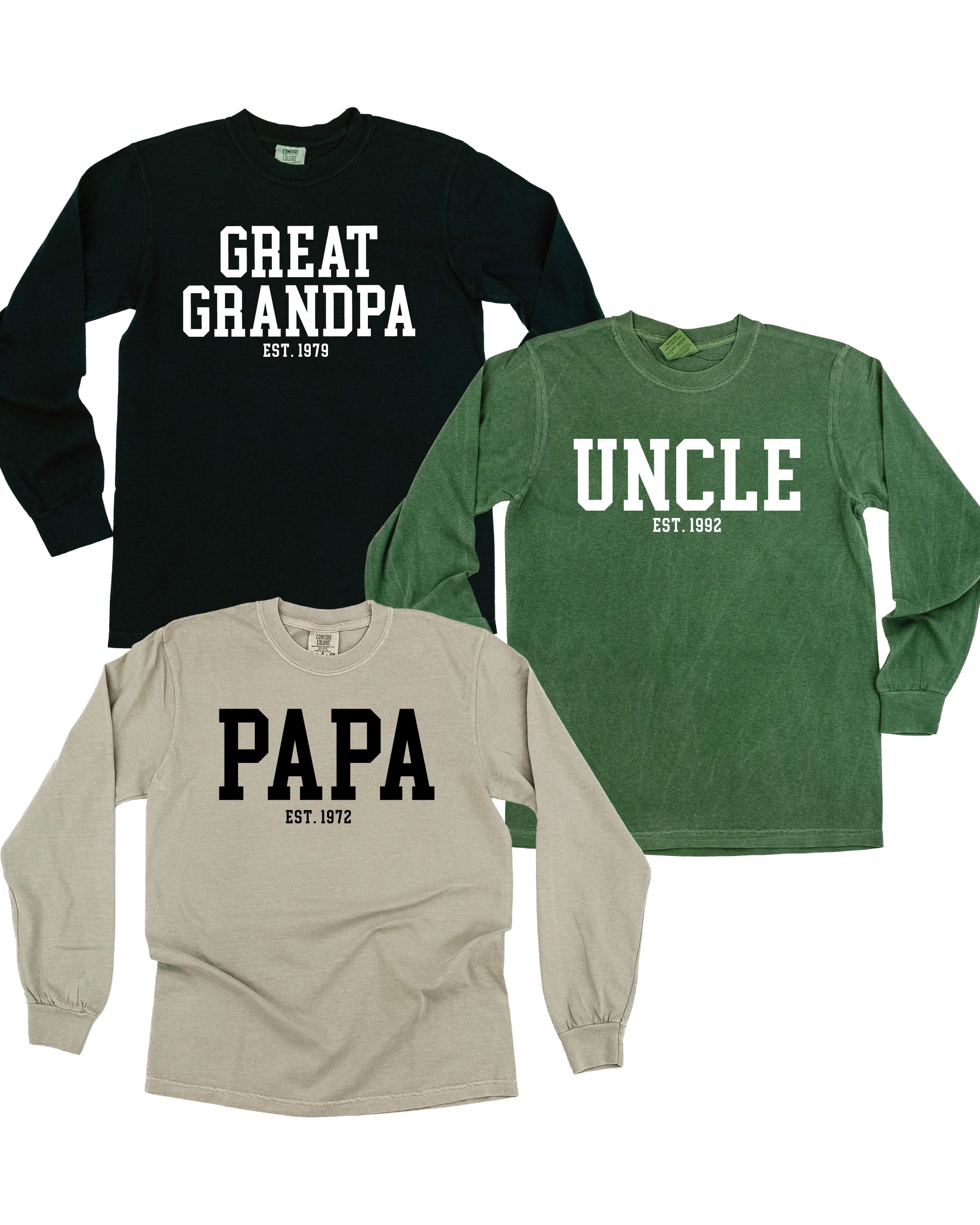 "(Choose Your Grandpa Name) - Est. (Select Your Year)" - Long Sleeve Comfort Colors Tee Little Mama Shirt Shop