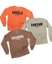 "(Choose Your Grandpa Name) - Est. (Select Your Year)" - Long Sleeve Comfort Colors Tee Little Mama Shirt Shop