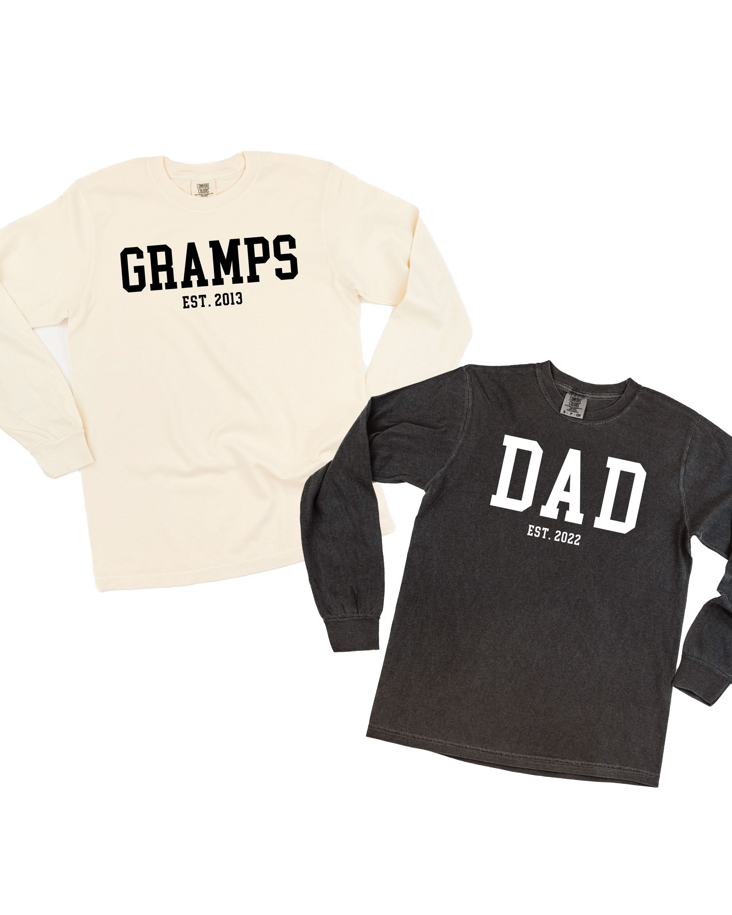 "(Choose Your Grandpa Name) - Est. (Select Your Year)" - Long Sleeve Comfort Colors Tee Little Mama Shirt Shop