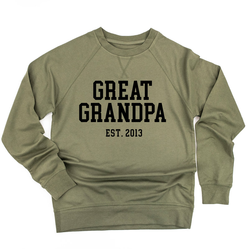 GREAT GRANDPA - EST. (Select Your Year) - Lightweight Pullover Sweater