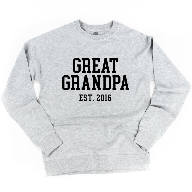 GREAT GRANDPA - EST. (Select Your Year) - Lightweight Pullover Sweater