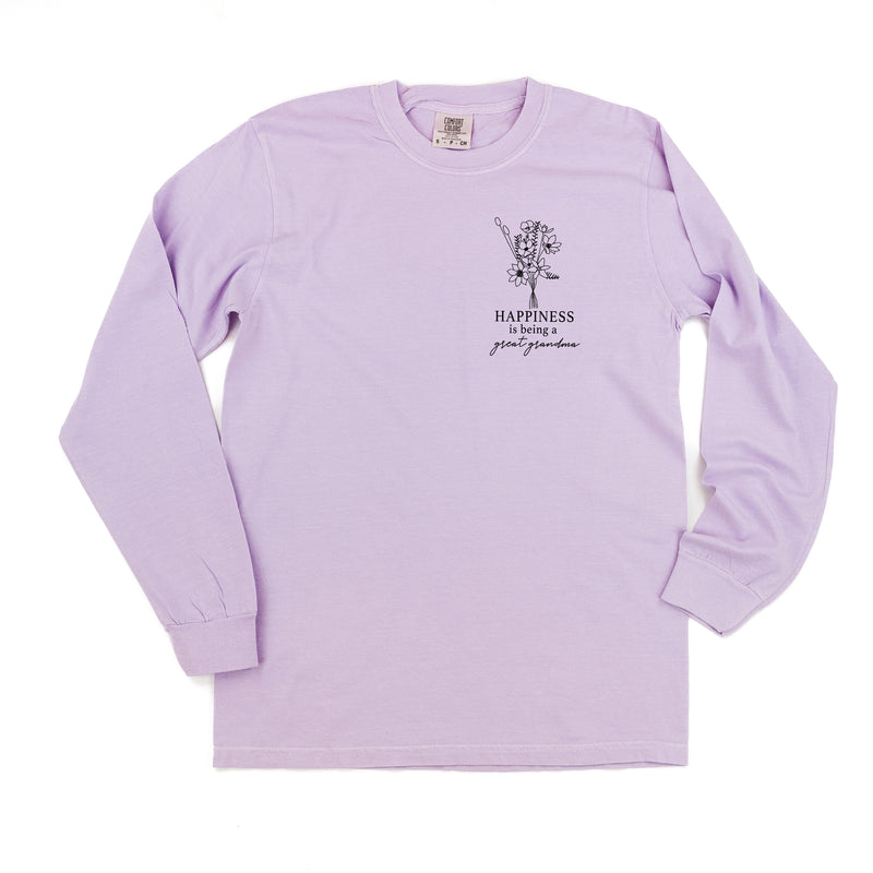 Bouquet Style - Happiness is Being a GREAT GRANDMA - LONG SLEEVE COMFORT COLORS TEE