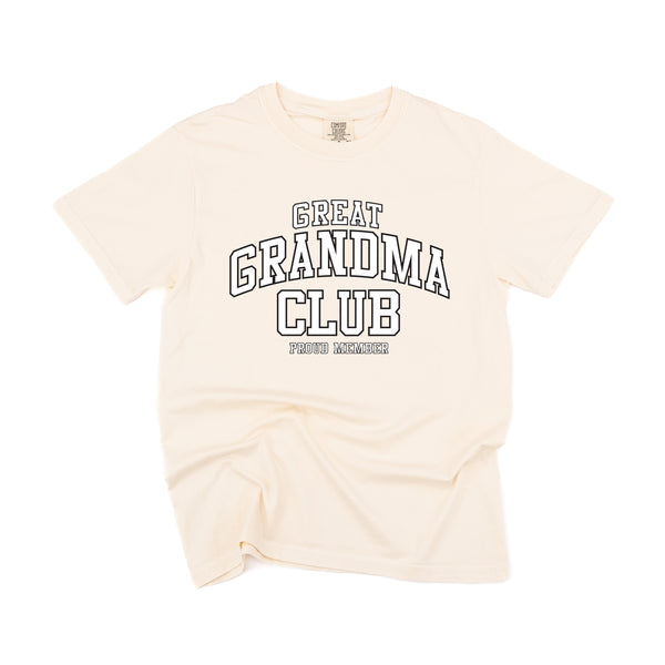 Varsity Style - GREAT GRANDMA Club - Proud Member - SHORT SLEEVE COMFORT COLORS TEE