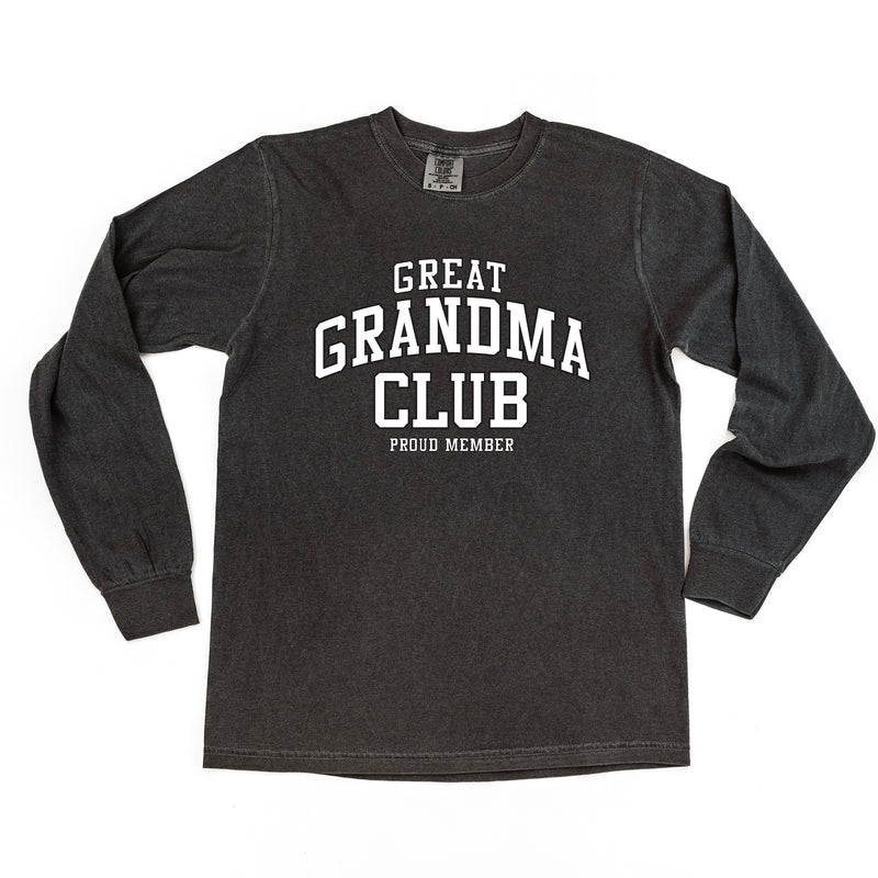 Varsity Style - GREAT GRANDMA Club - Proud Member - LONG SLEEVE COMFORT COLORS TEE